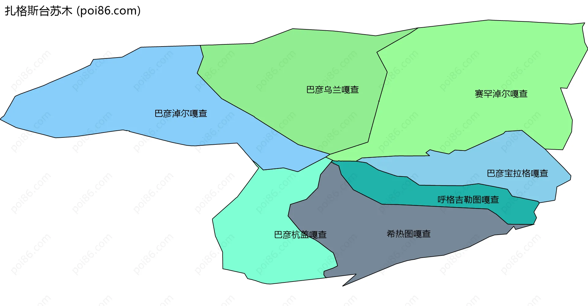 扎格斯台苏木边界地图(五级行政区划)