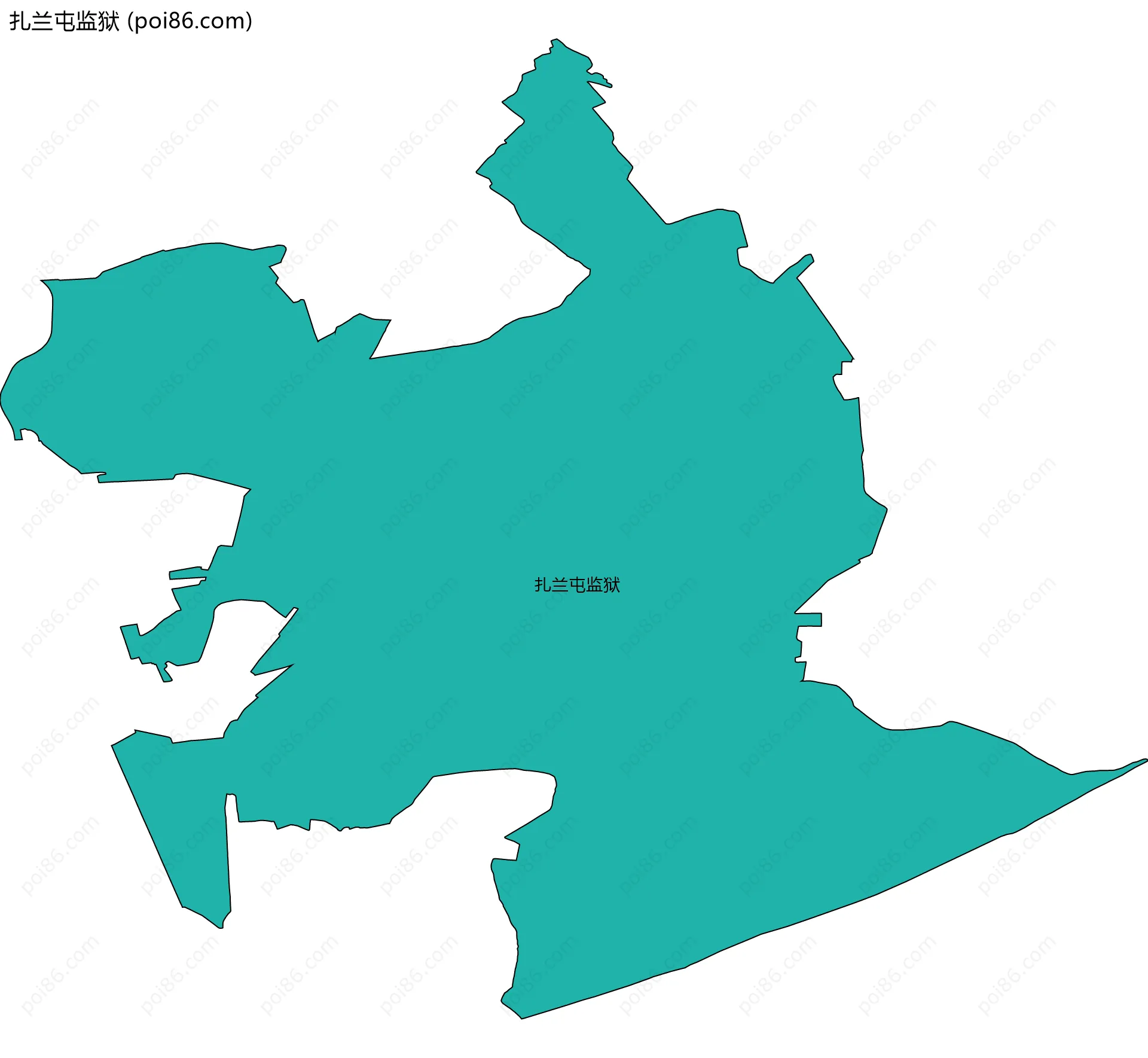 扎兰屯监狱边界地图(五级行政区划)