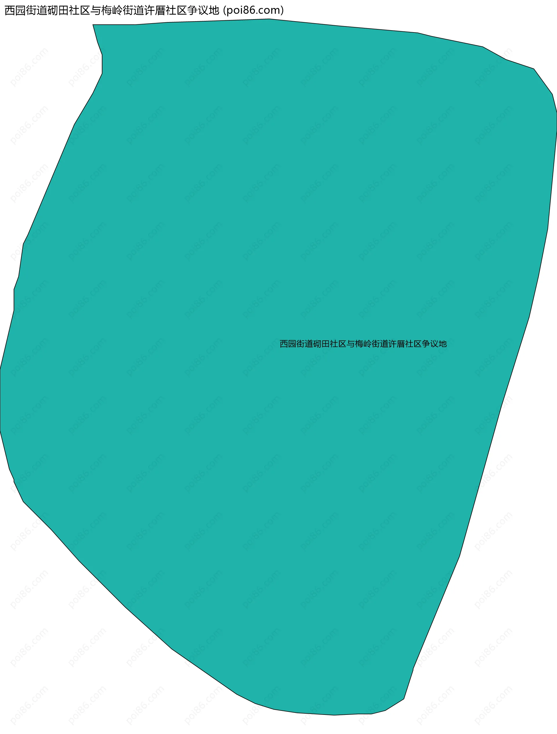 西园街道砌田社区与梅岭街道许厝社区争议地边界地图