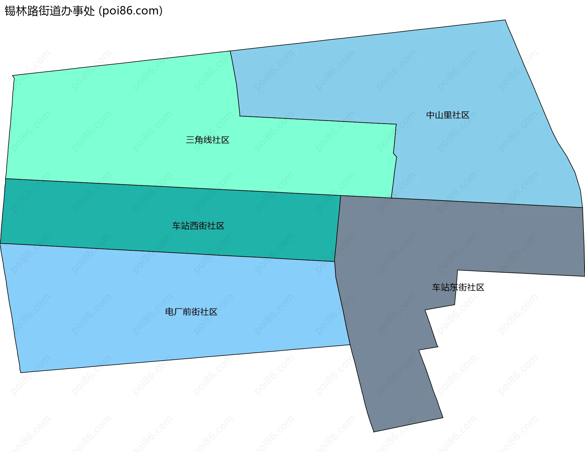 锡林路街道办事处边界地图(五级行政区划)