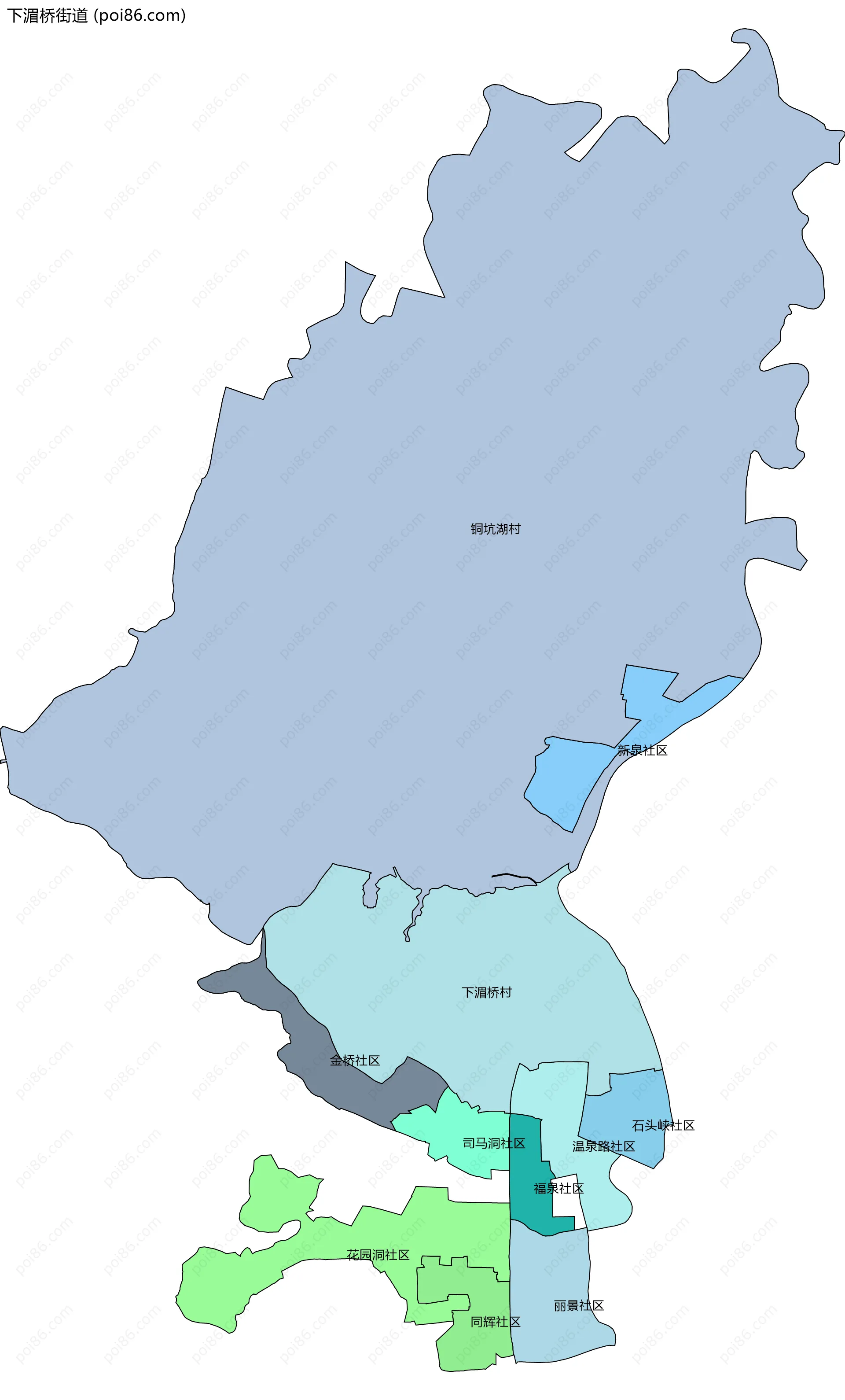 下湄桥街道边界地图(五级行政区划)