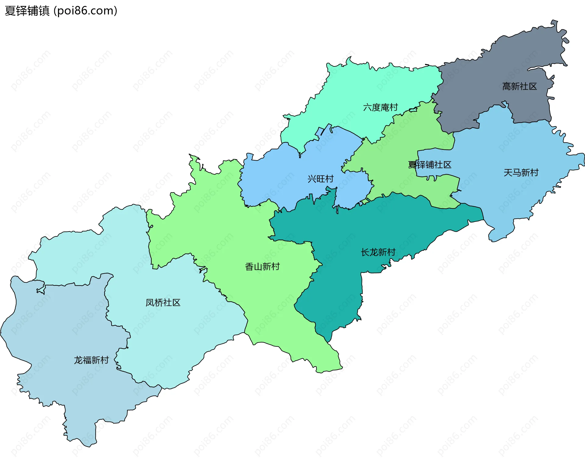 夏铎铺镇边界地图(五级行政区划)