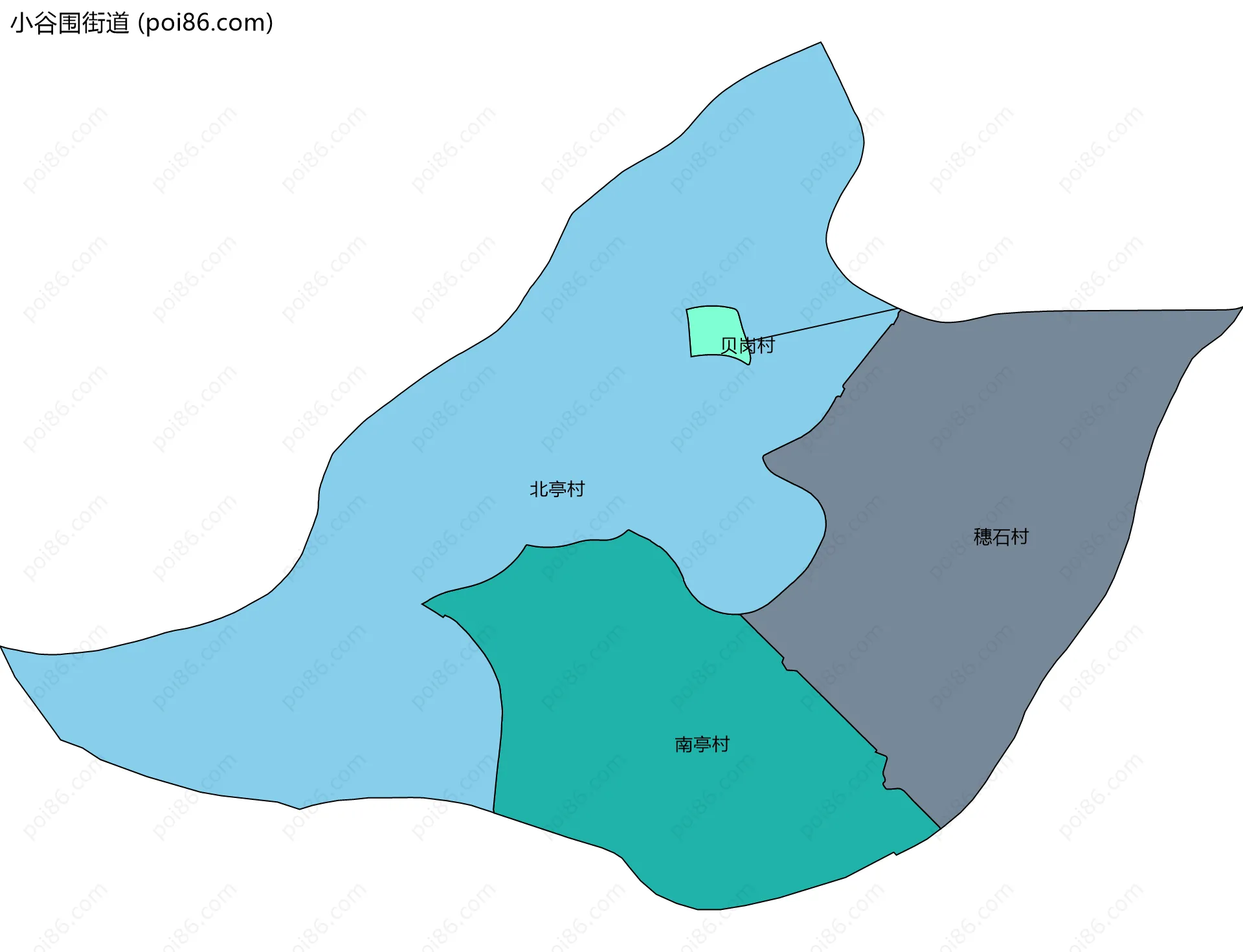 小谷围街道边界地图(五级行政区划)