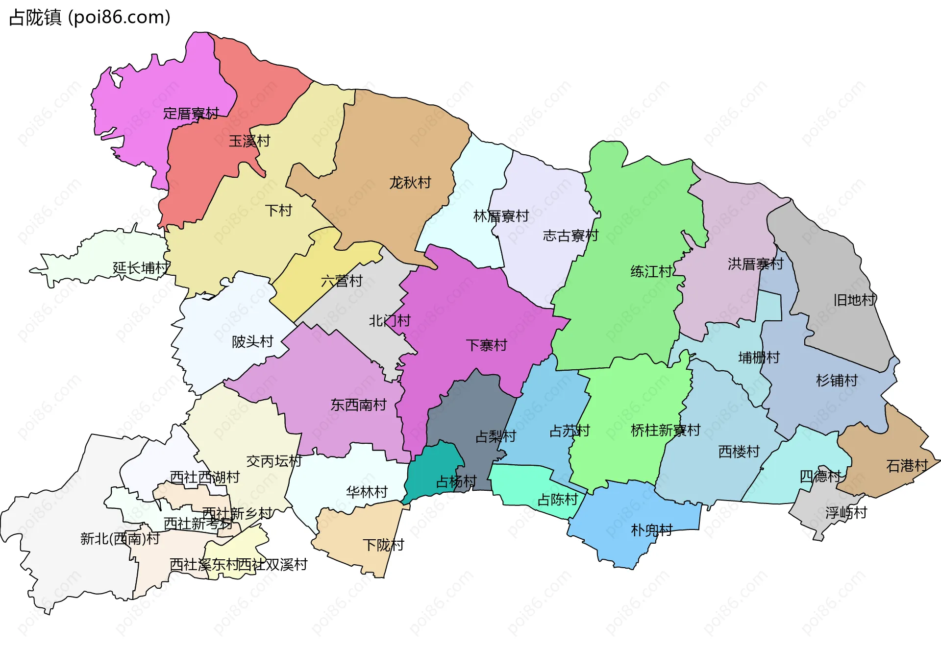 占陇镇边界地图(五级行政区划)