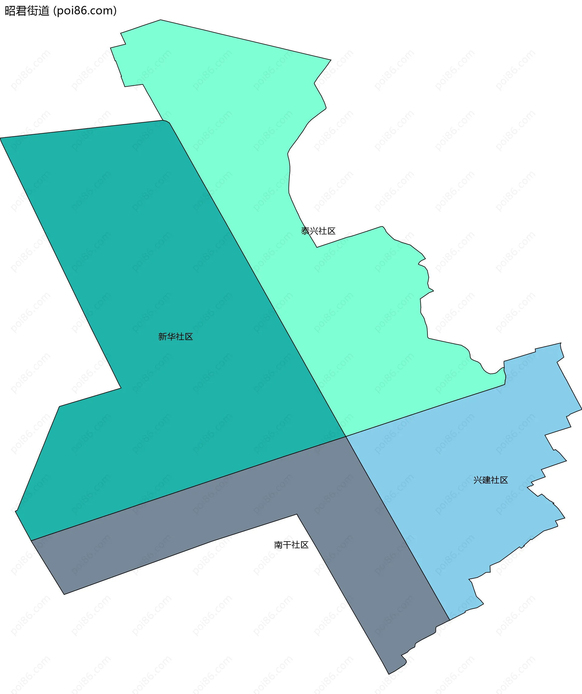 昭君街道边界地图(五级行政区划)