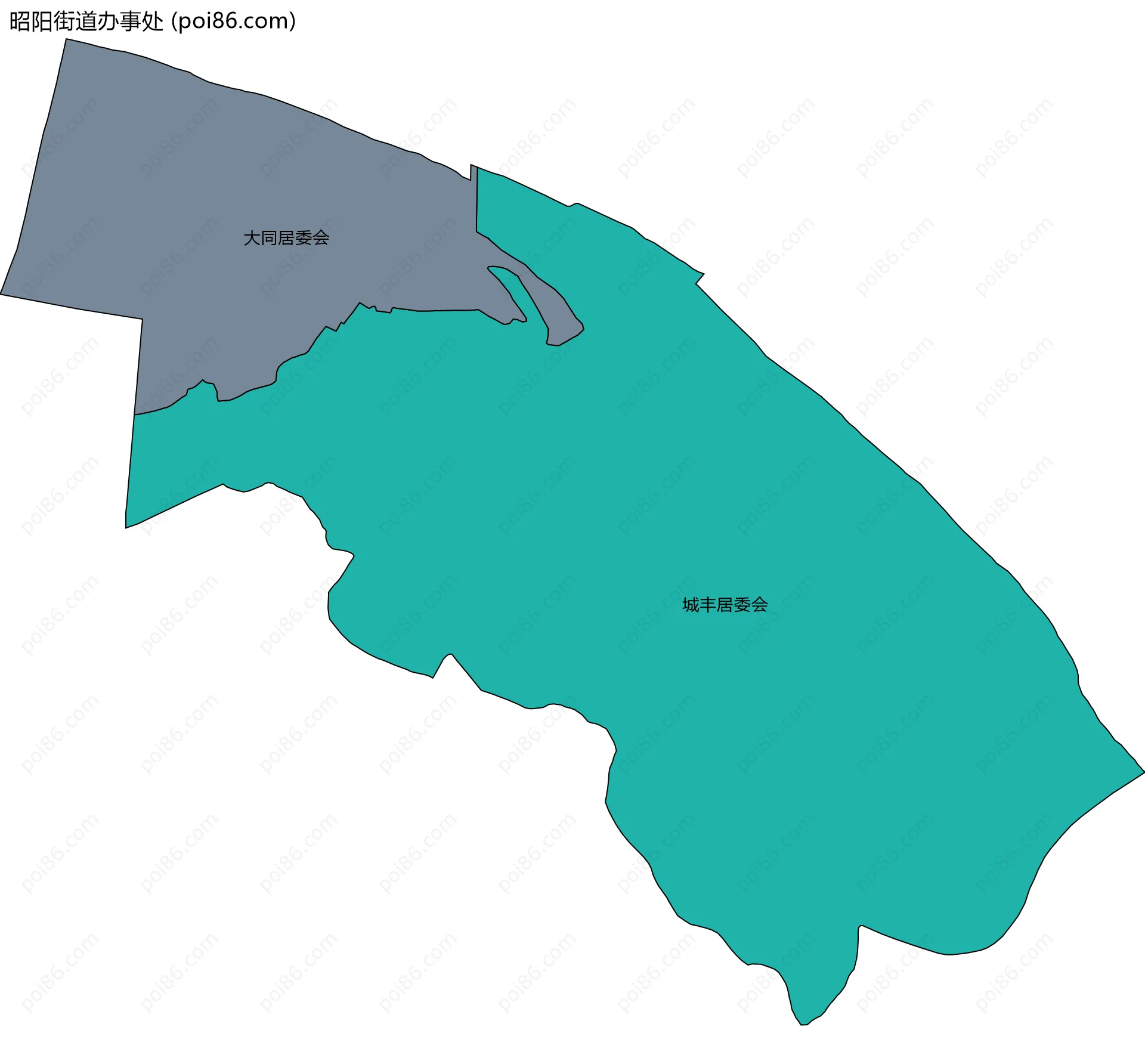 昭阳街道办事处边界地图(五级行政区划)