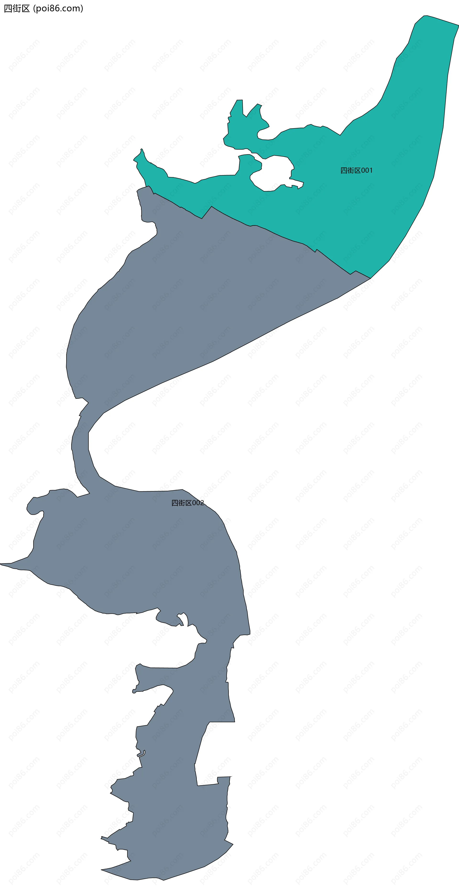 四街区边界地图(五级行政区划)