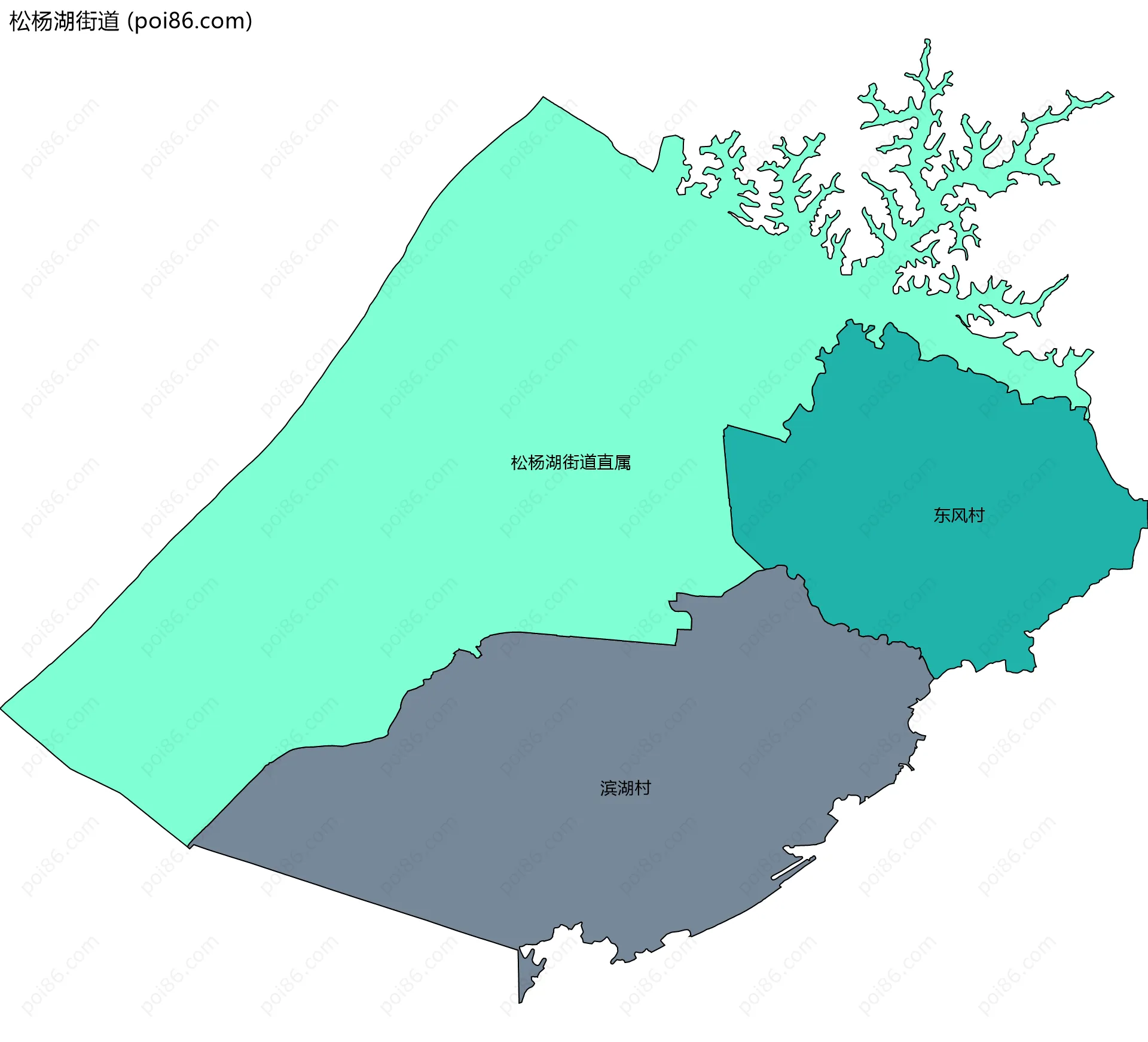 松杨湖街道边界地图(五级行政区划)