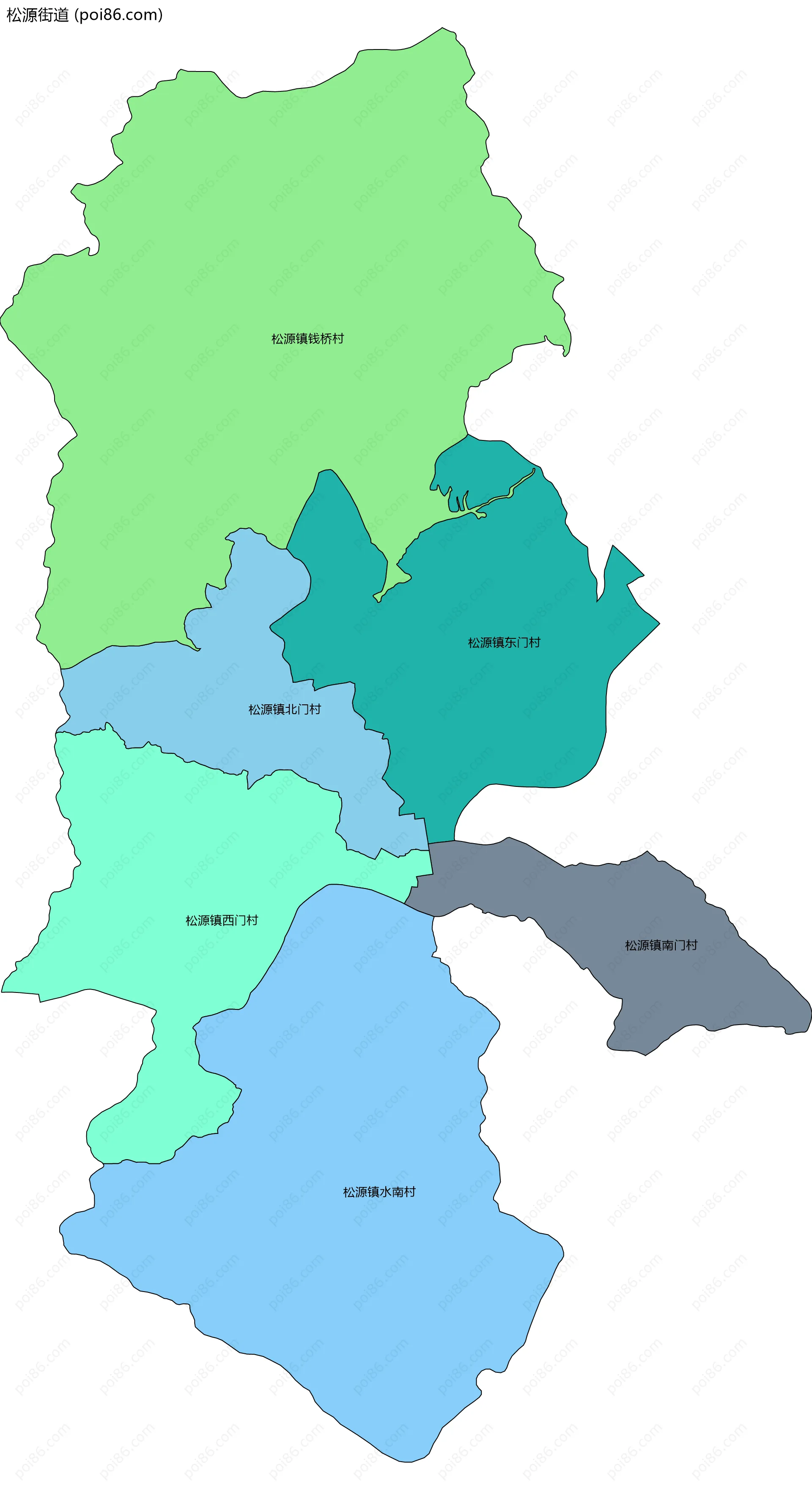 松源街道边界地图(五级行政区划)