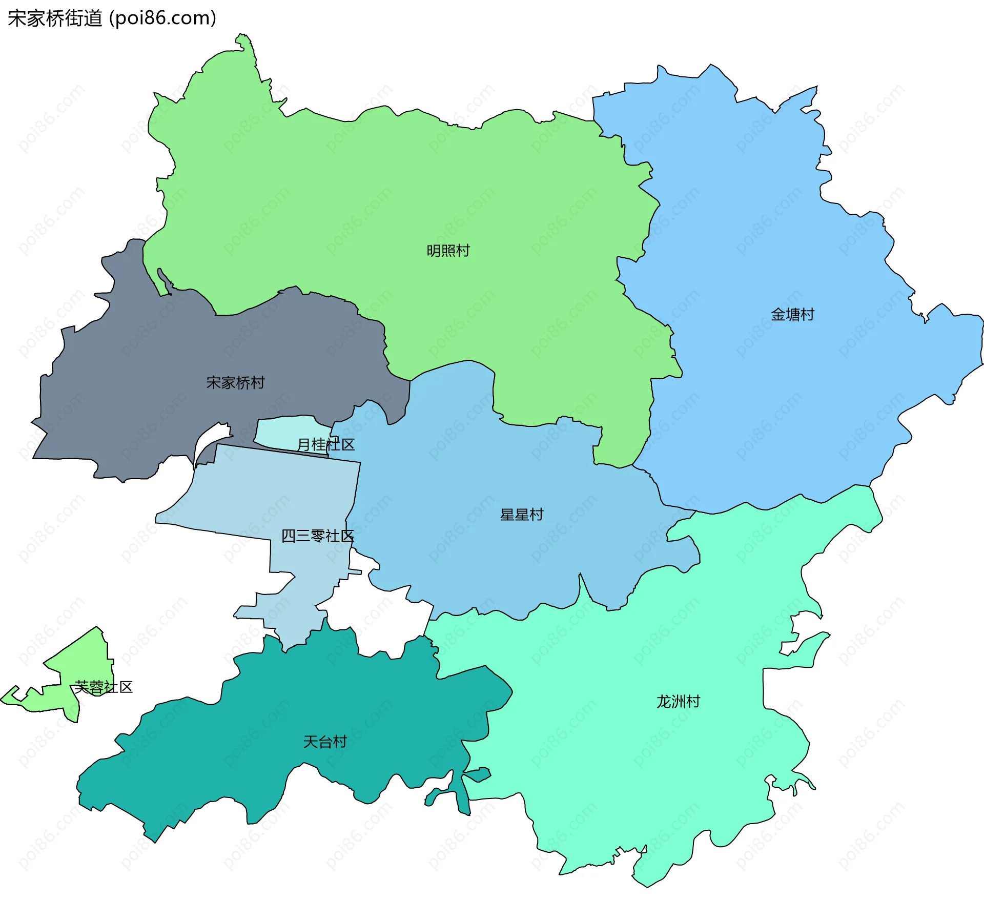 宋家桥街道边界地图(五级行政区划)