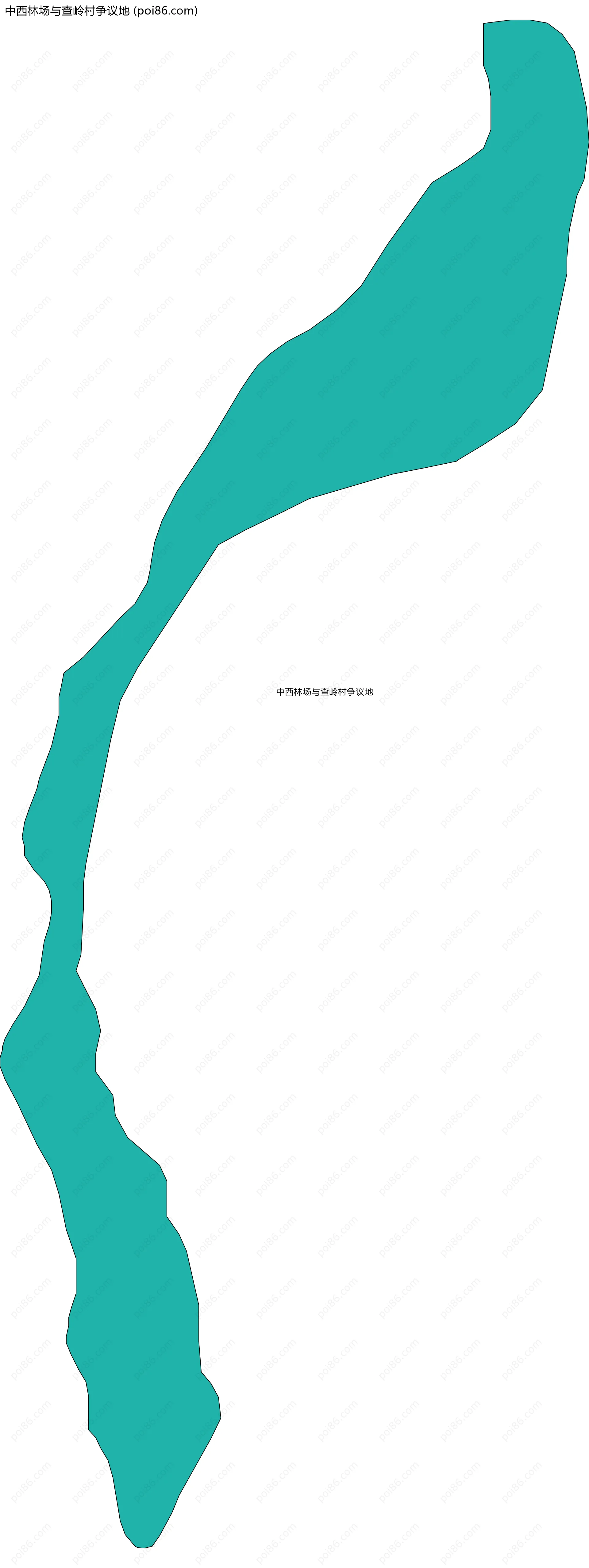 中西林场与查岭村争议地边界地图