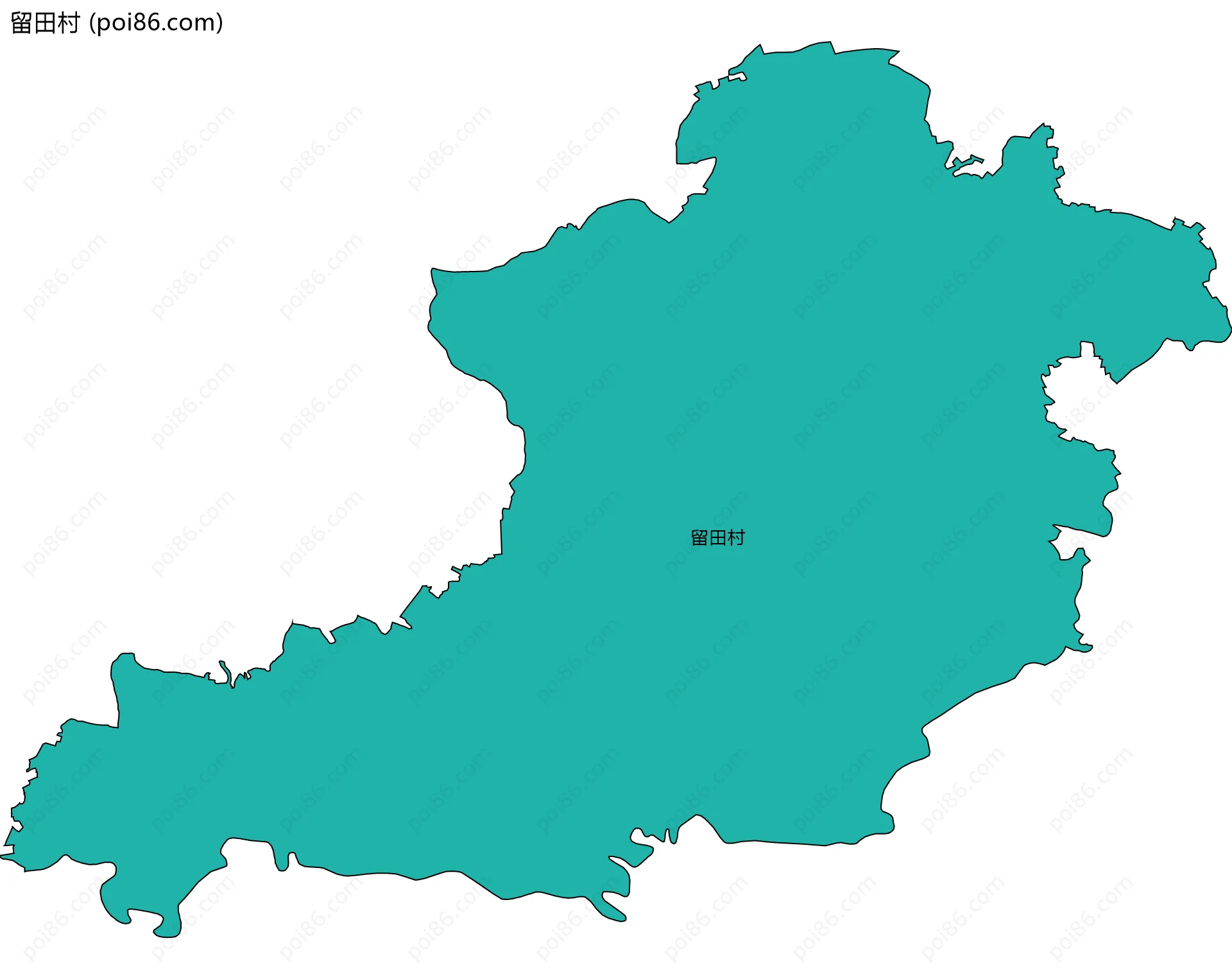 留田村边界地图