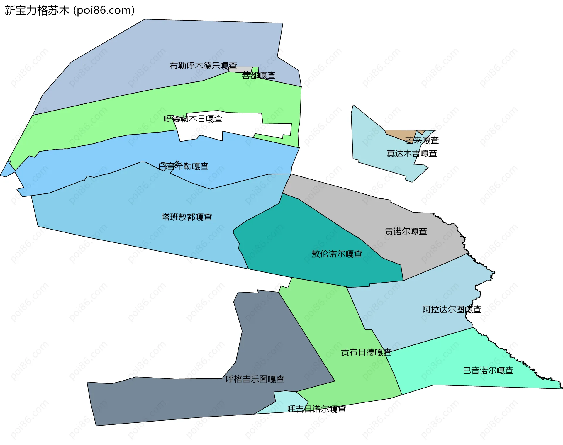 新宝力格苏木边界地图(五级行政区划)