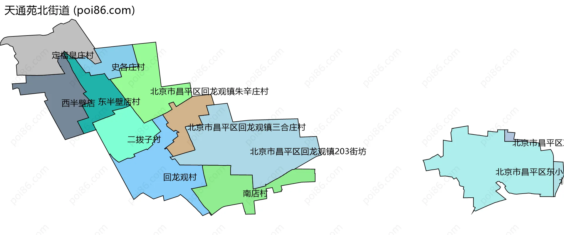 天通苑北街道边界地图(五级行政区划)