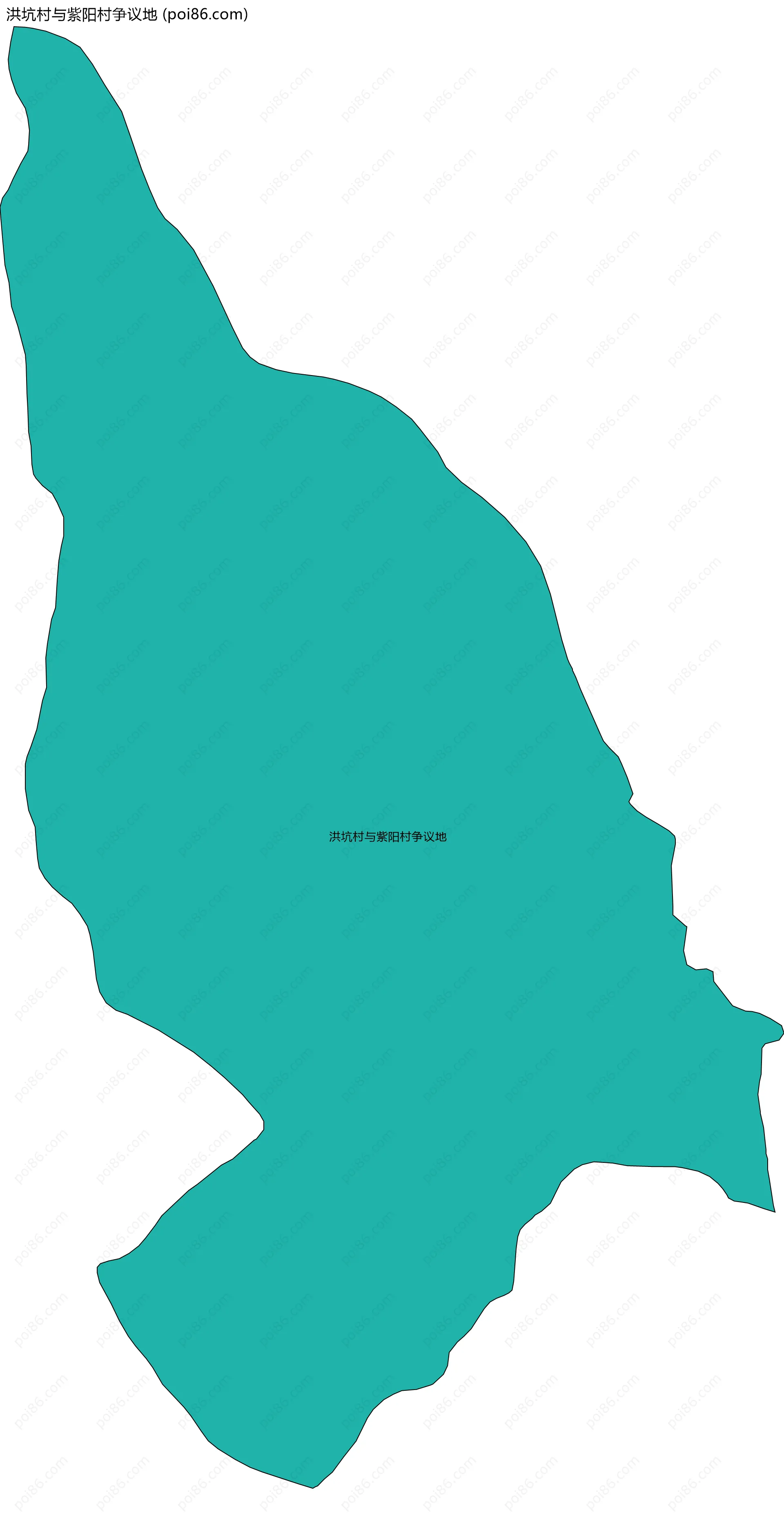 洪坑村与紫阳村争议地边界地图