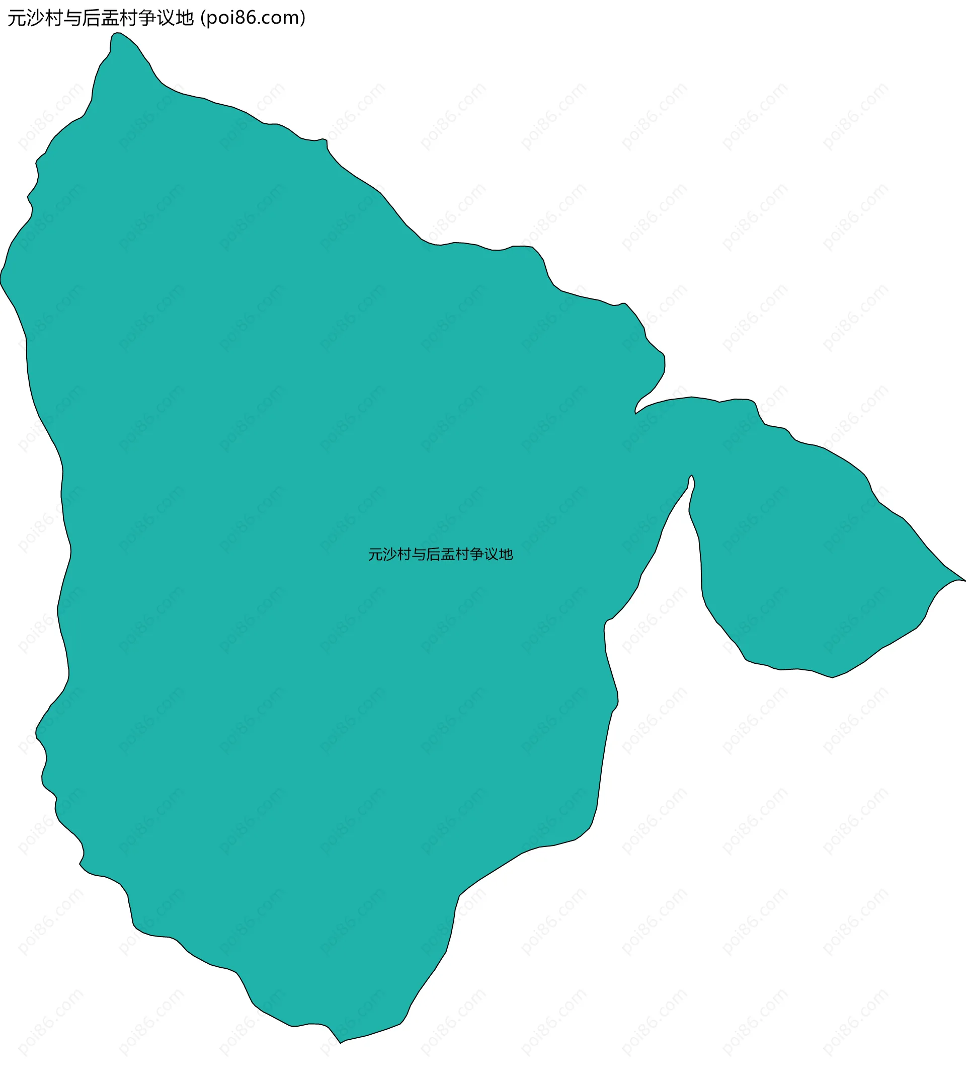 元沙村与后盂村争议地边界地图