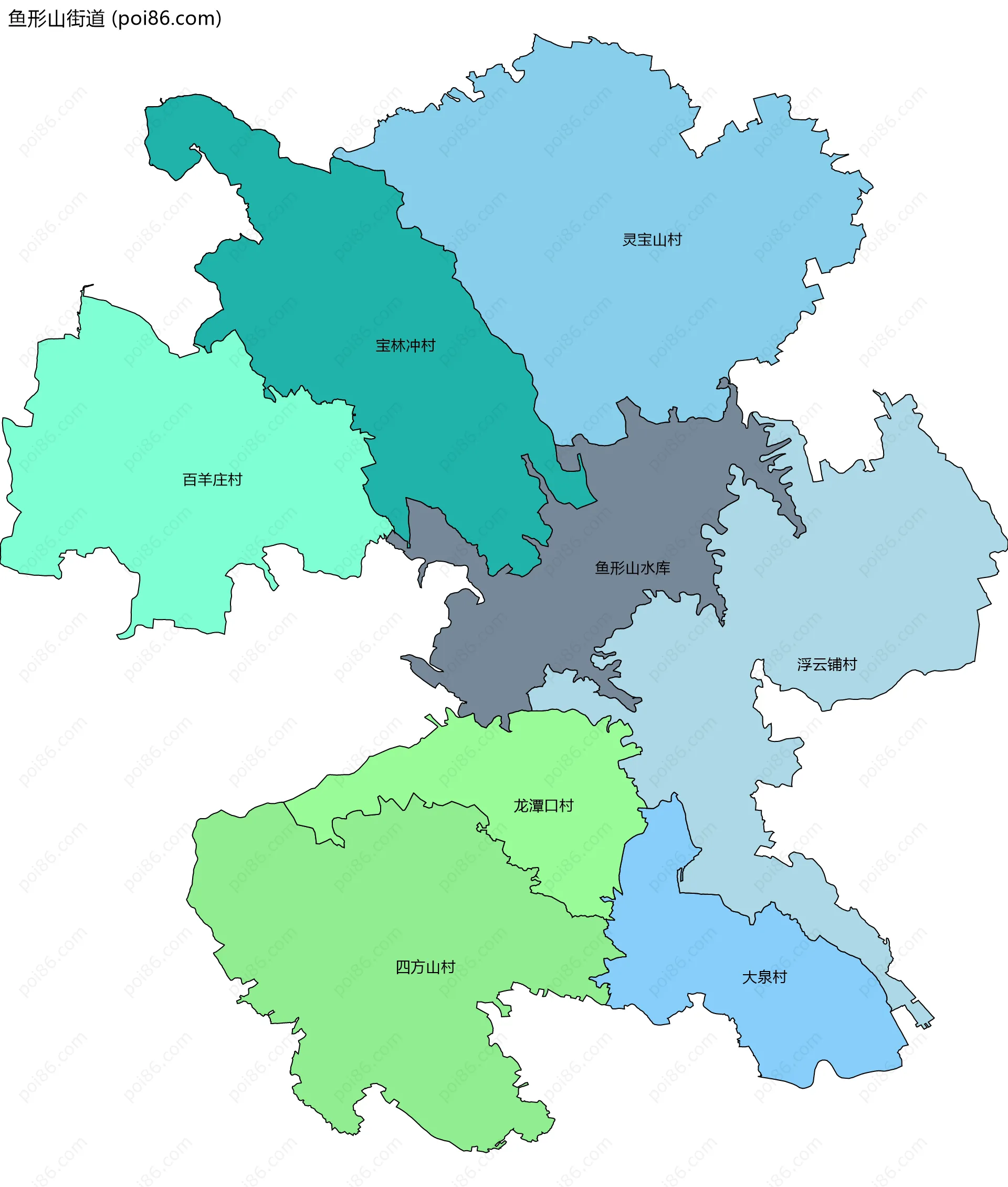 鱼形山街道边界地图(五级行政区划)