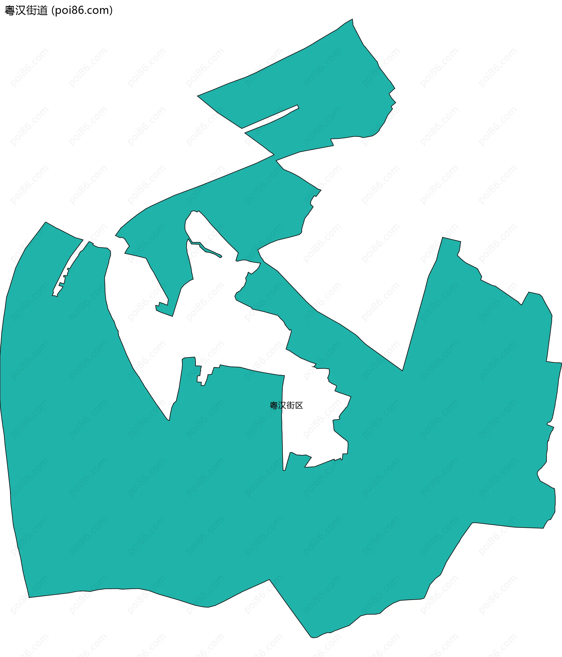 粤汉街道边界地图(五级行政区划)