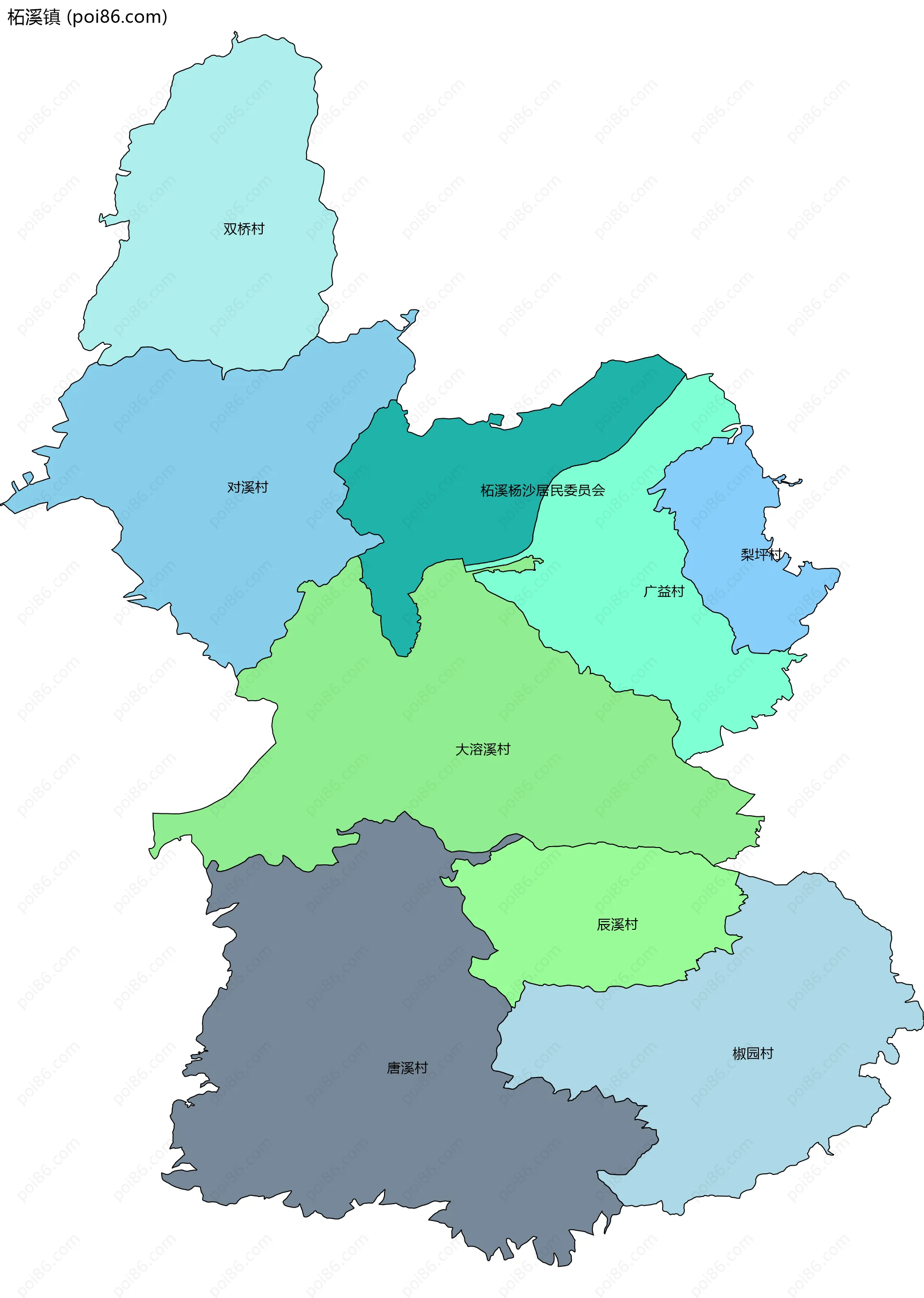 柘溪镇边界地图(五级行政区划)