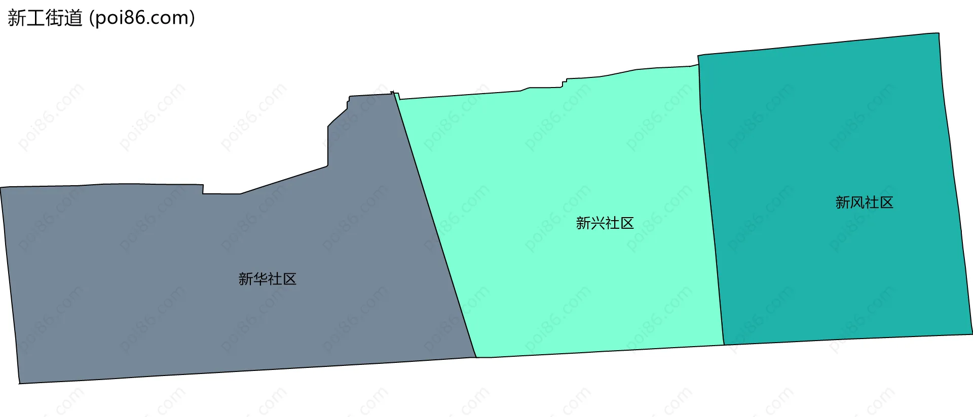 新工街道边界地图(五级行政区划)