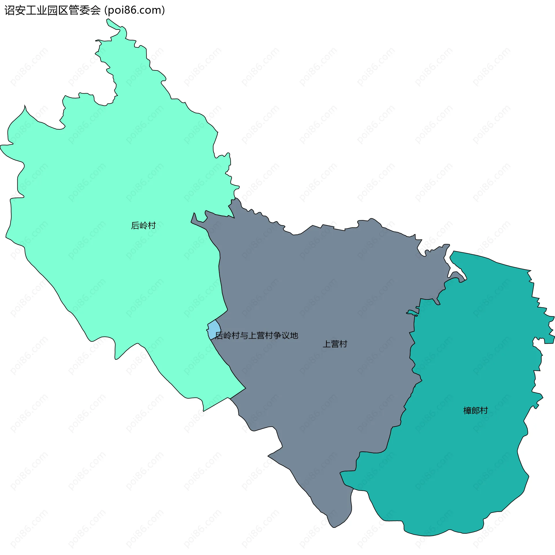 诏安工业园区管委会边界地图(五级行政区划)