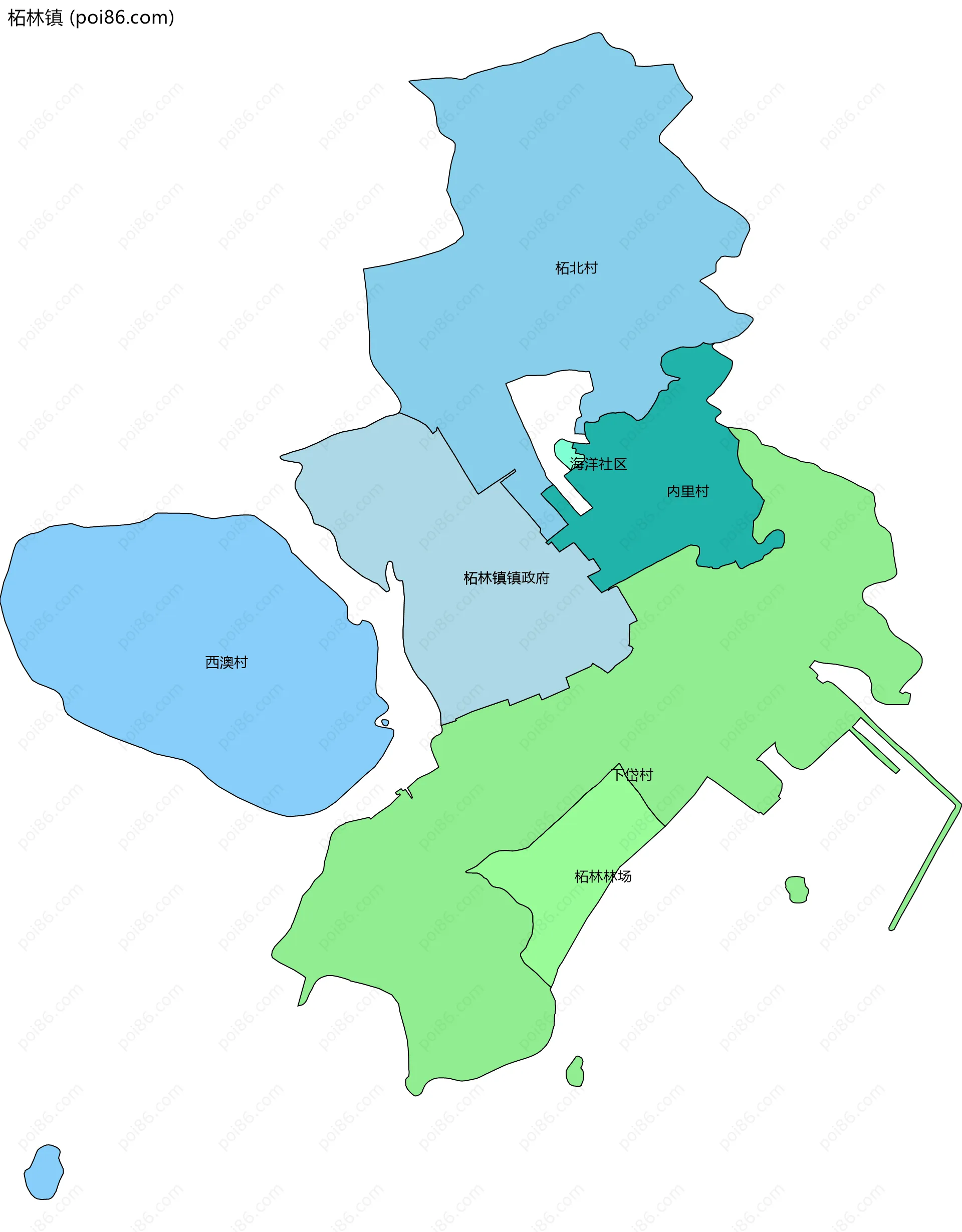 柘林镇边界地图(五级行政区划)