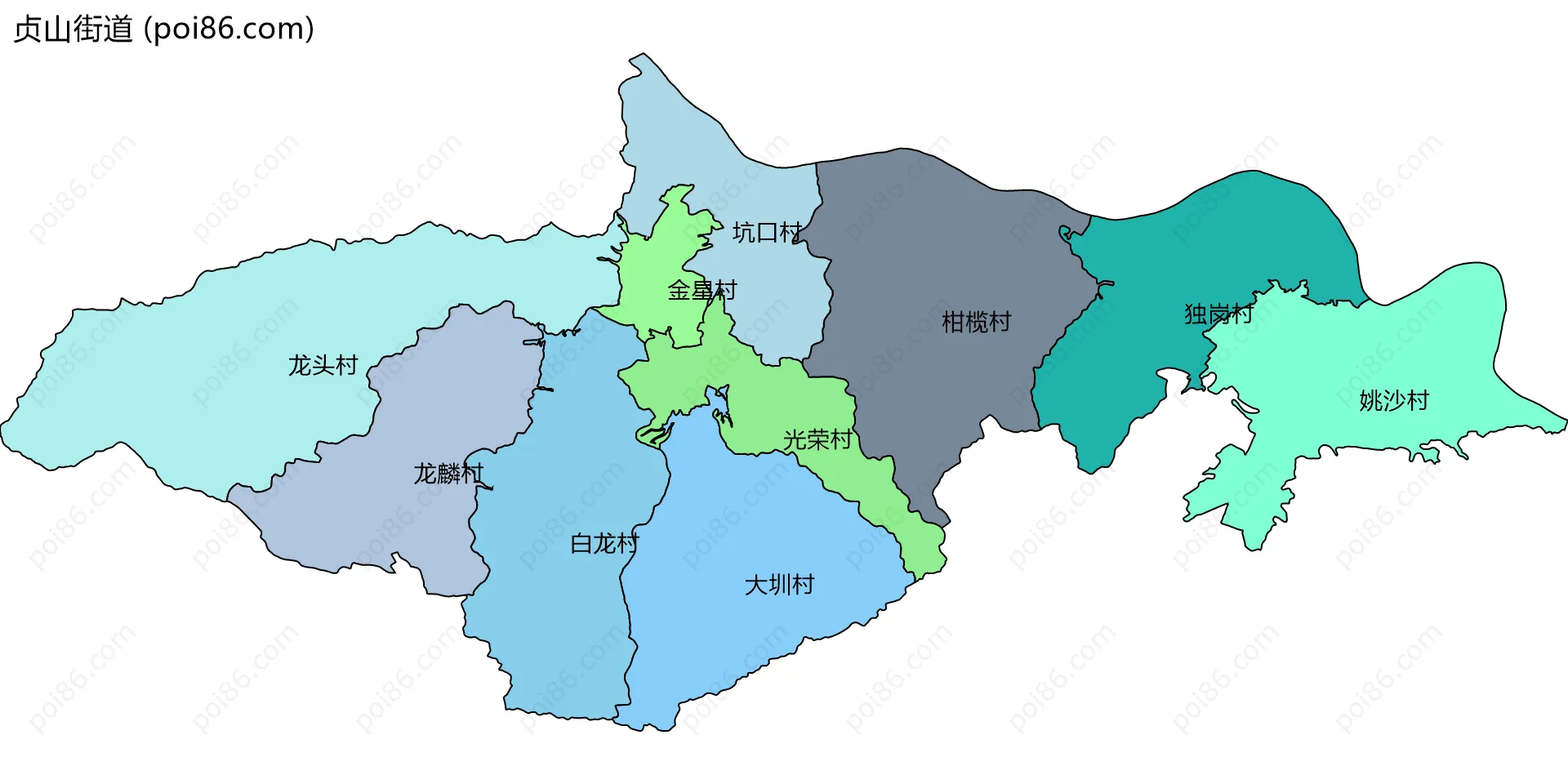贞山街道边界地图(五级行政区划)