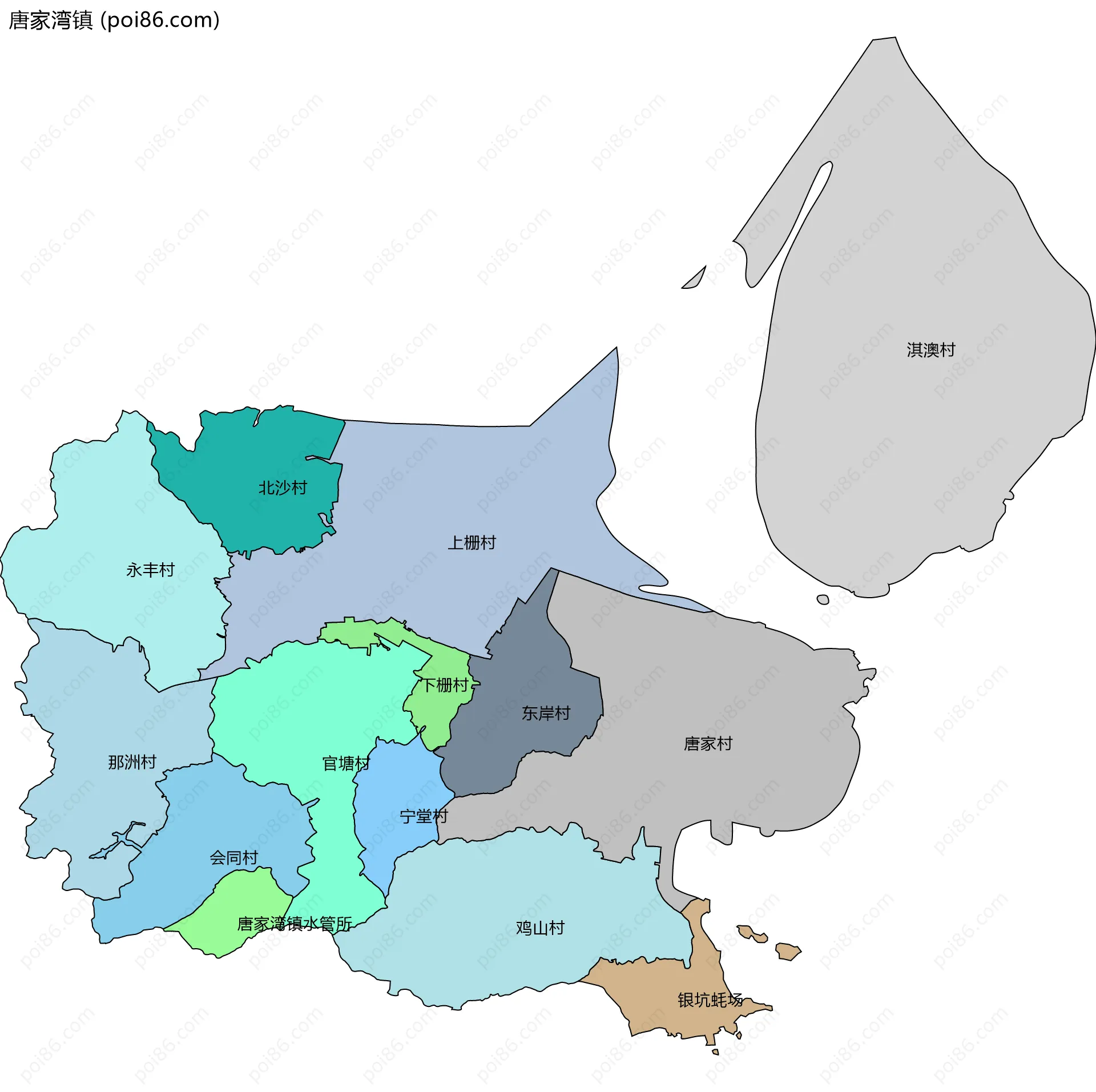 唐家湾镇边界地图(五级行政区划)