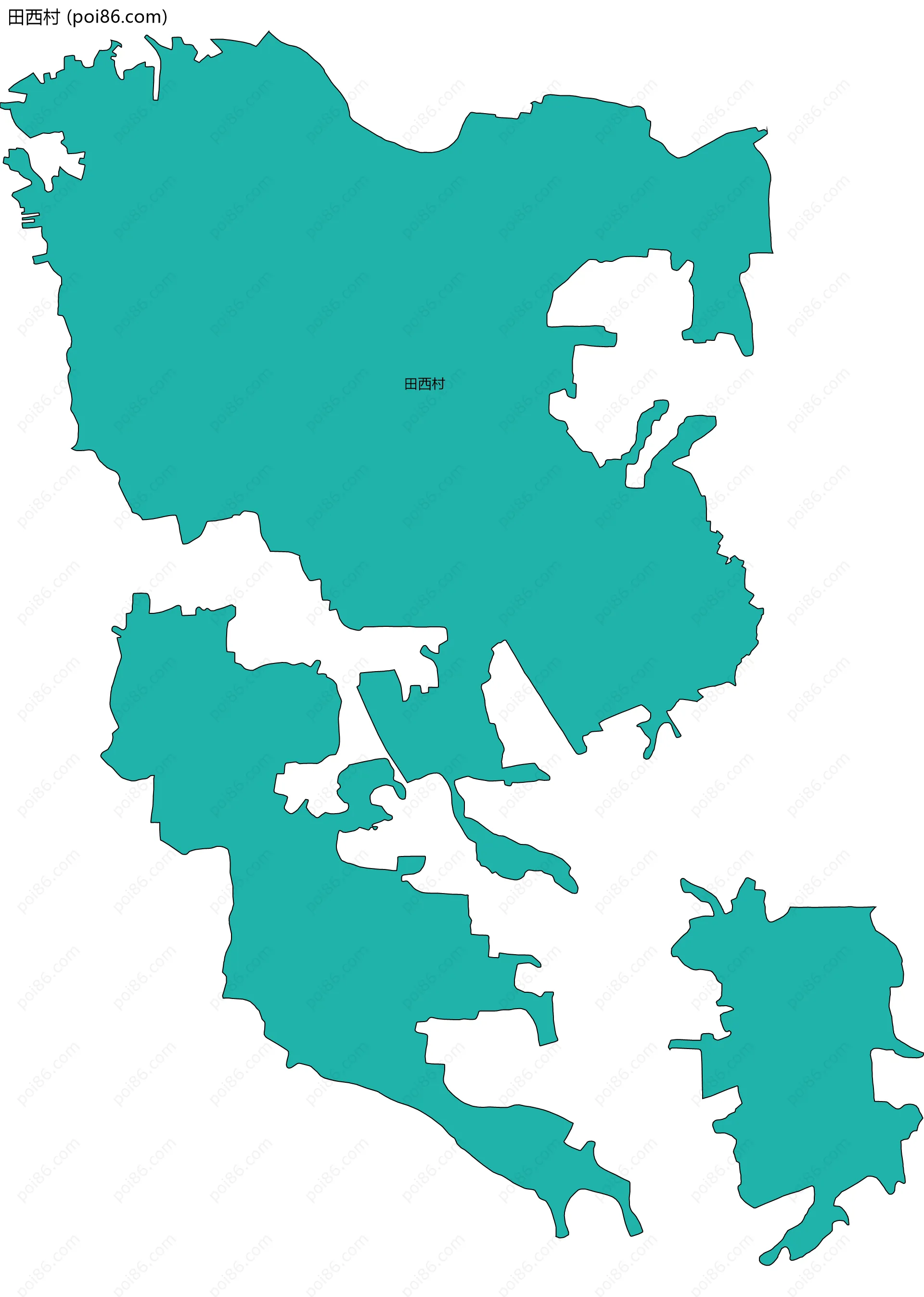 田西村边界地图