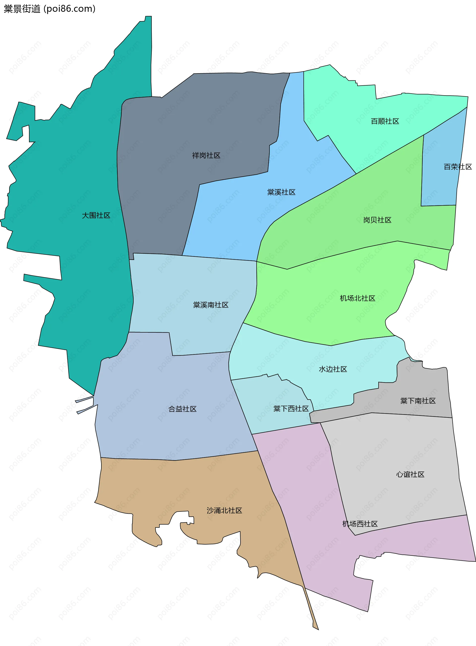 棠景街道边界地图(五级行政区划)