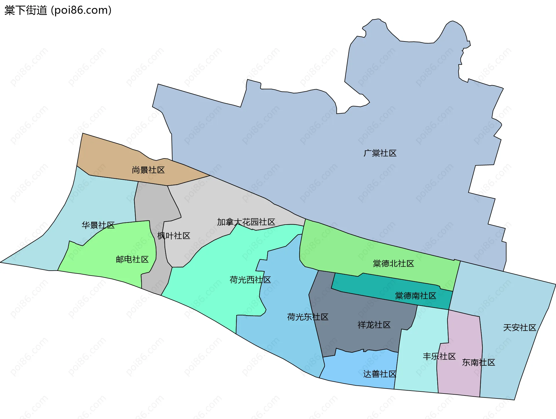 棠下街道边界地图(五级行政区划)