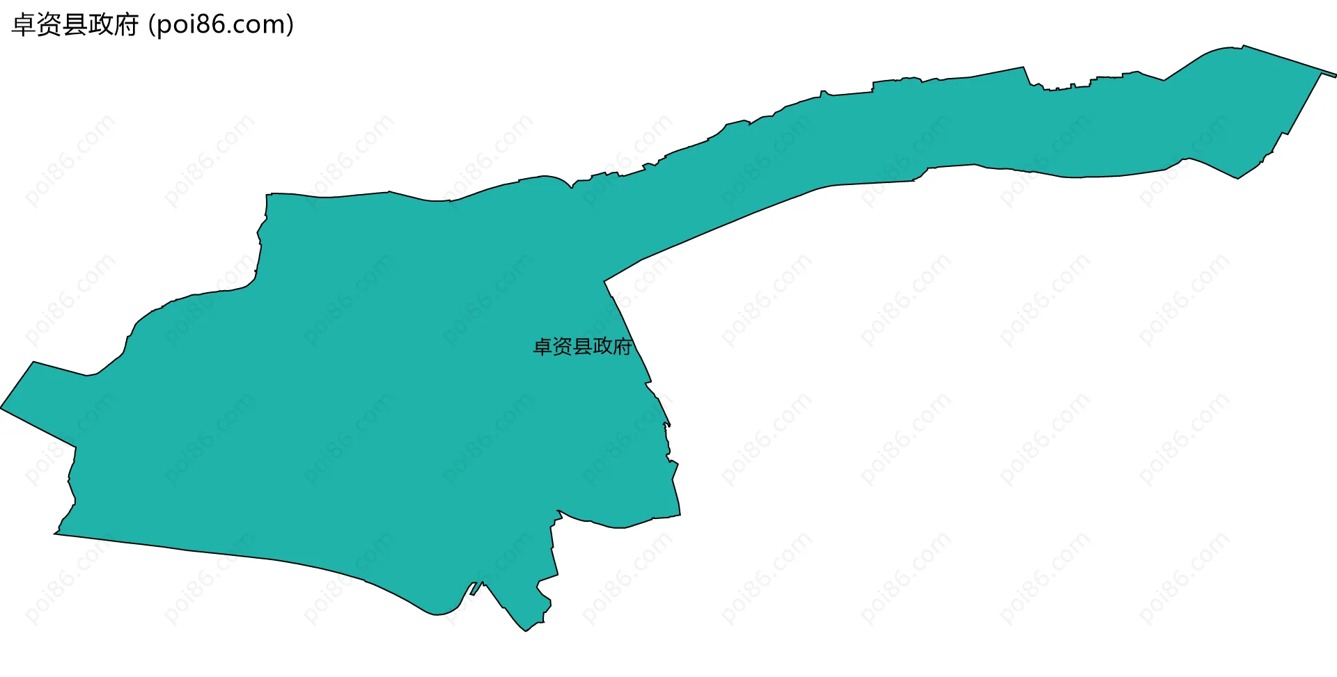 卓资县政府边界地图