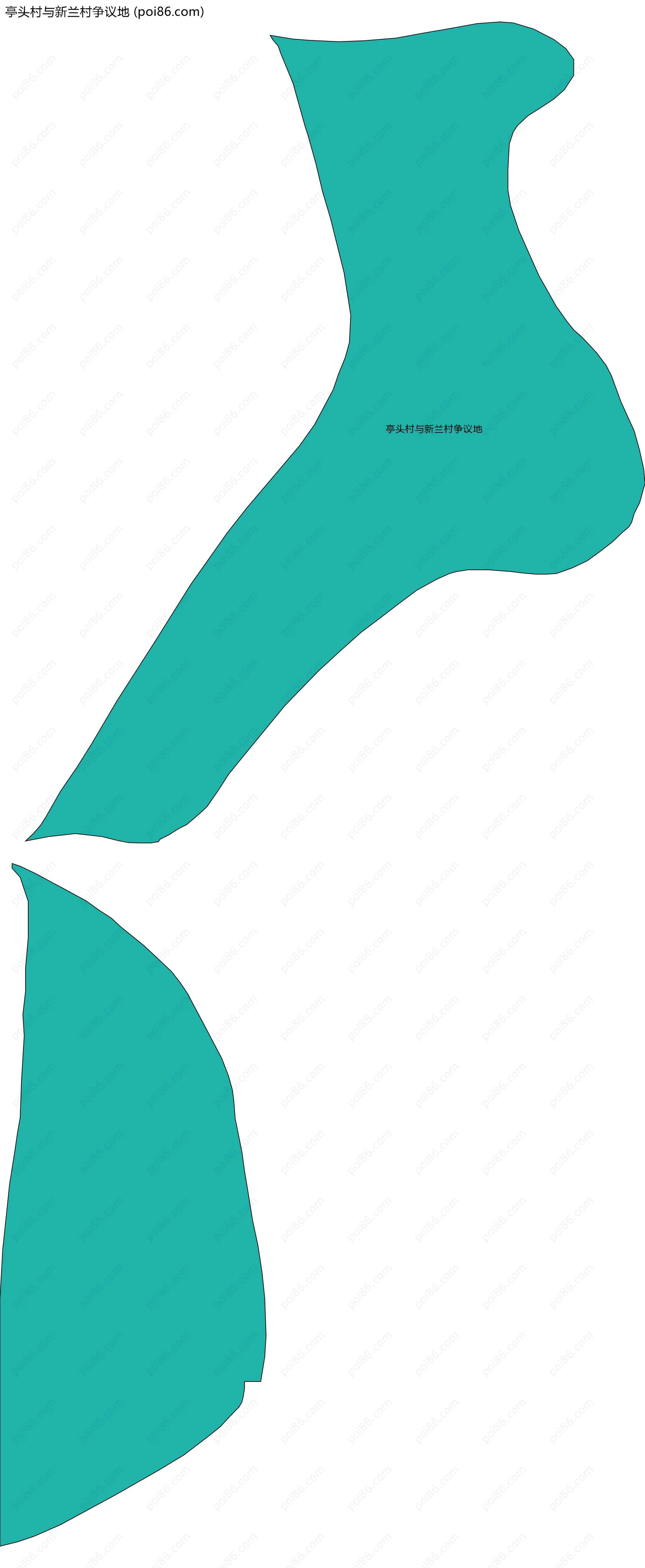 亭头村与新兰村争议地边界地图