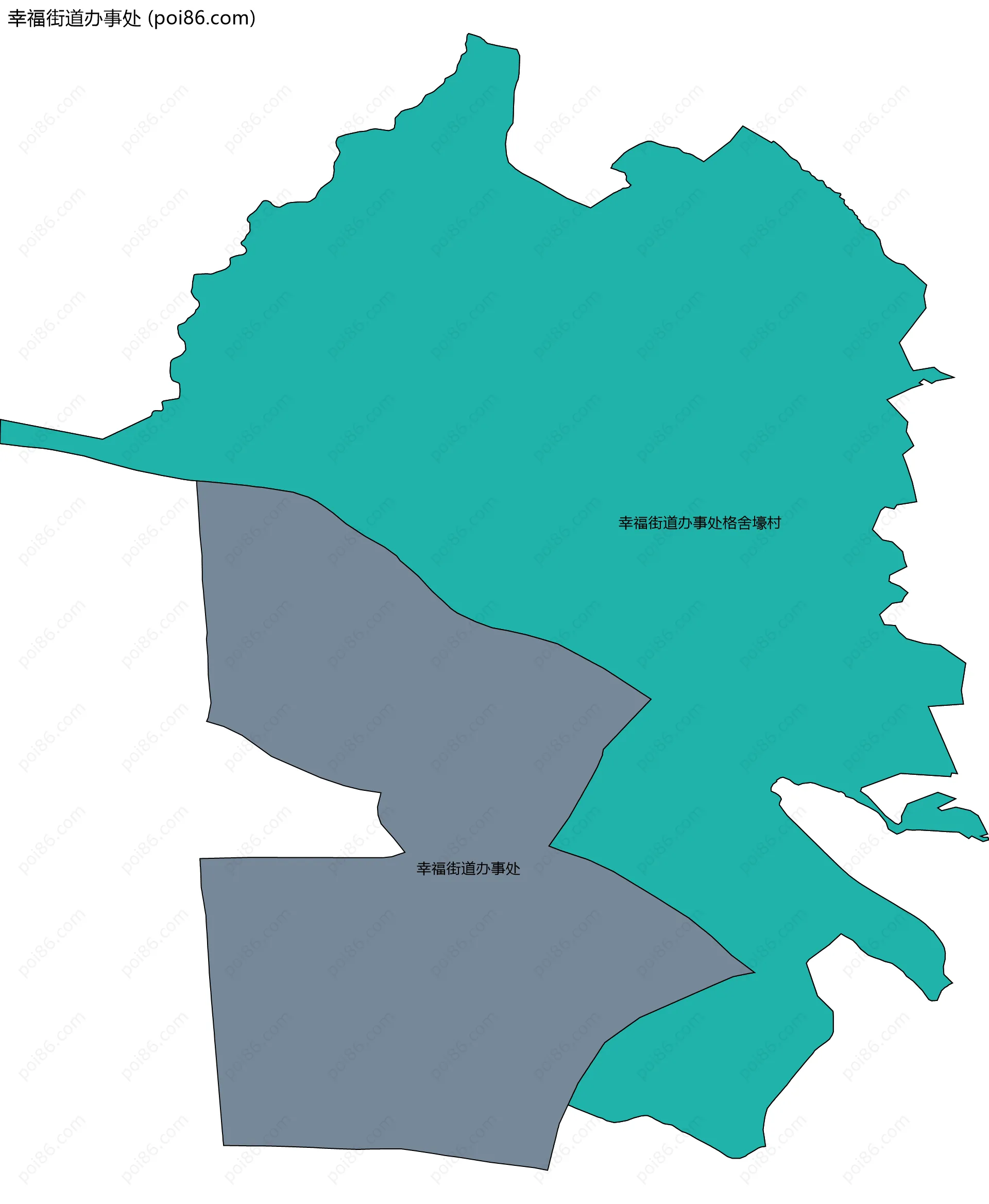 幸福街道办事处边界地图(五级行政区划)