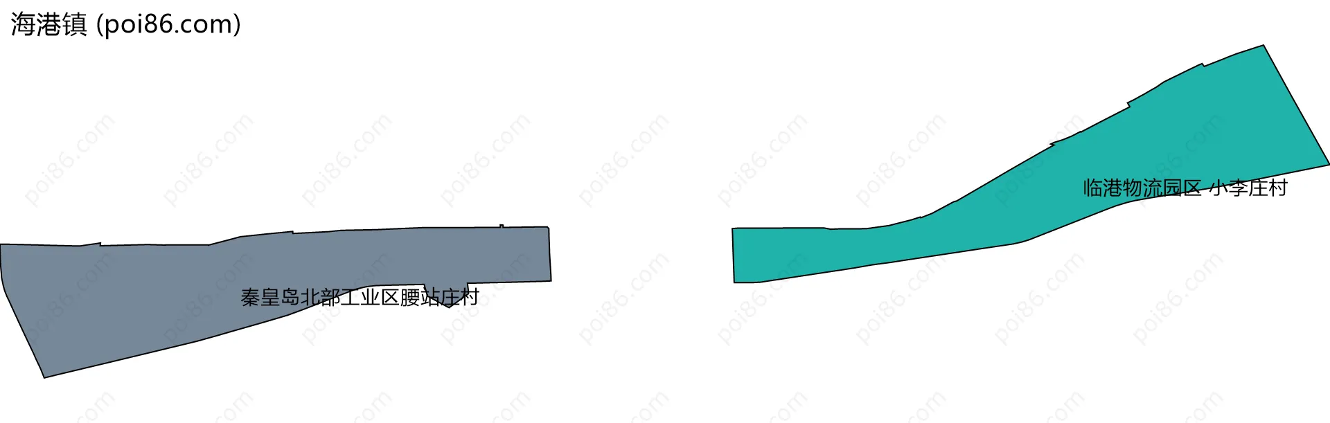 海港镇边界地图(五级行政区划)