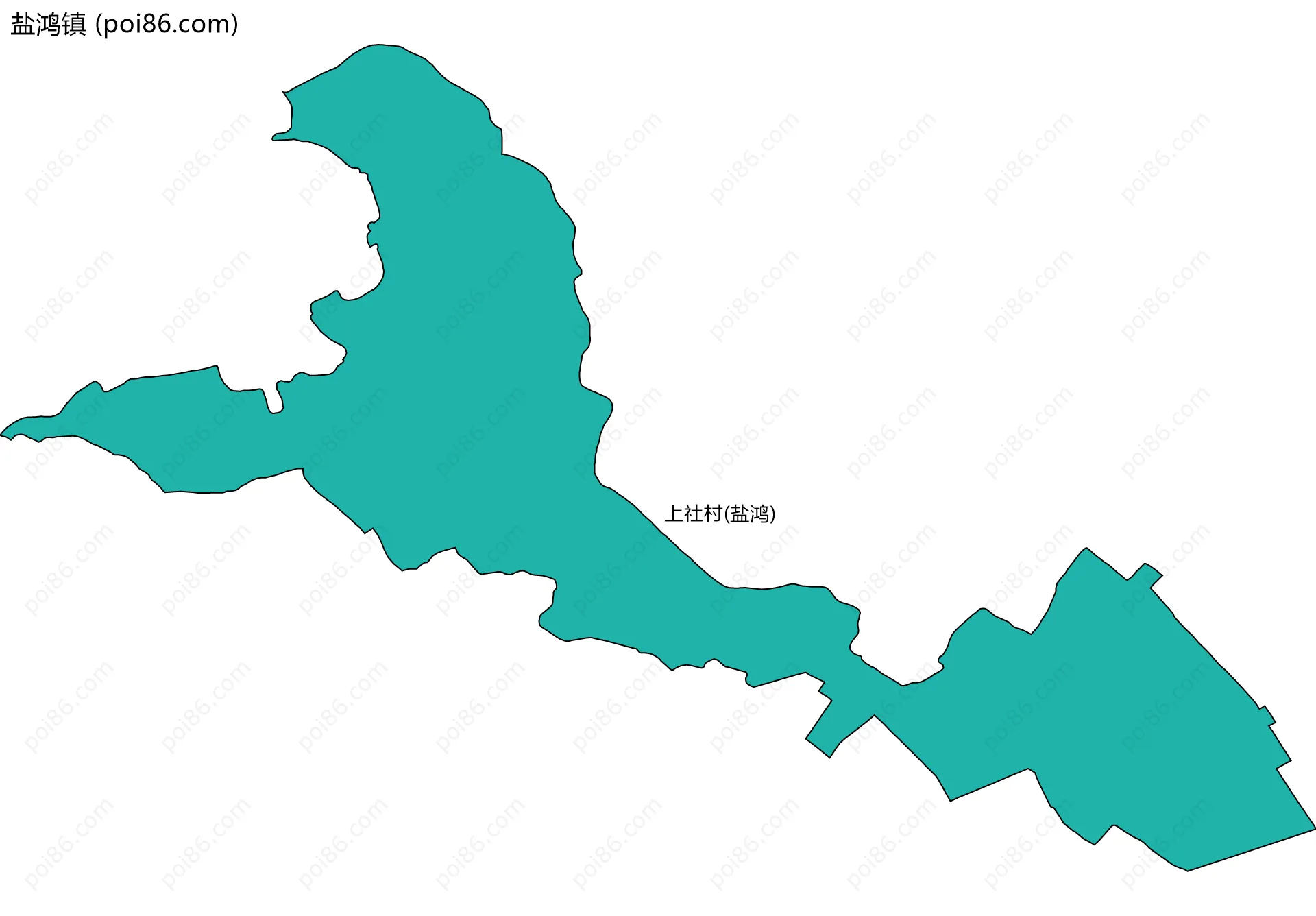 盐鸿镇边界地图(五级行政区划)