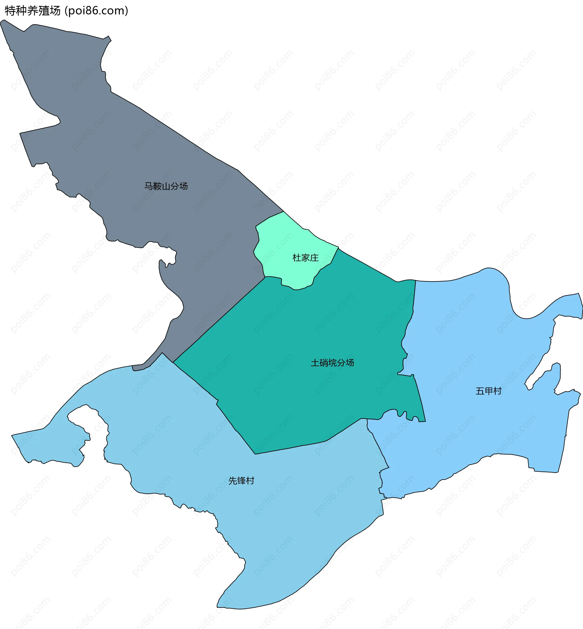 特种养殖场边界地图(五级行政区划)