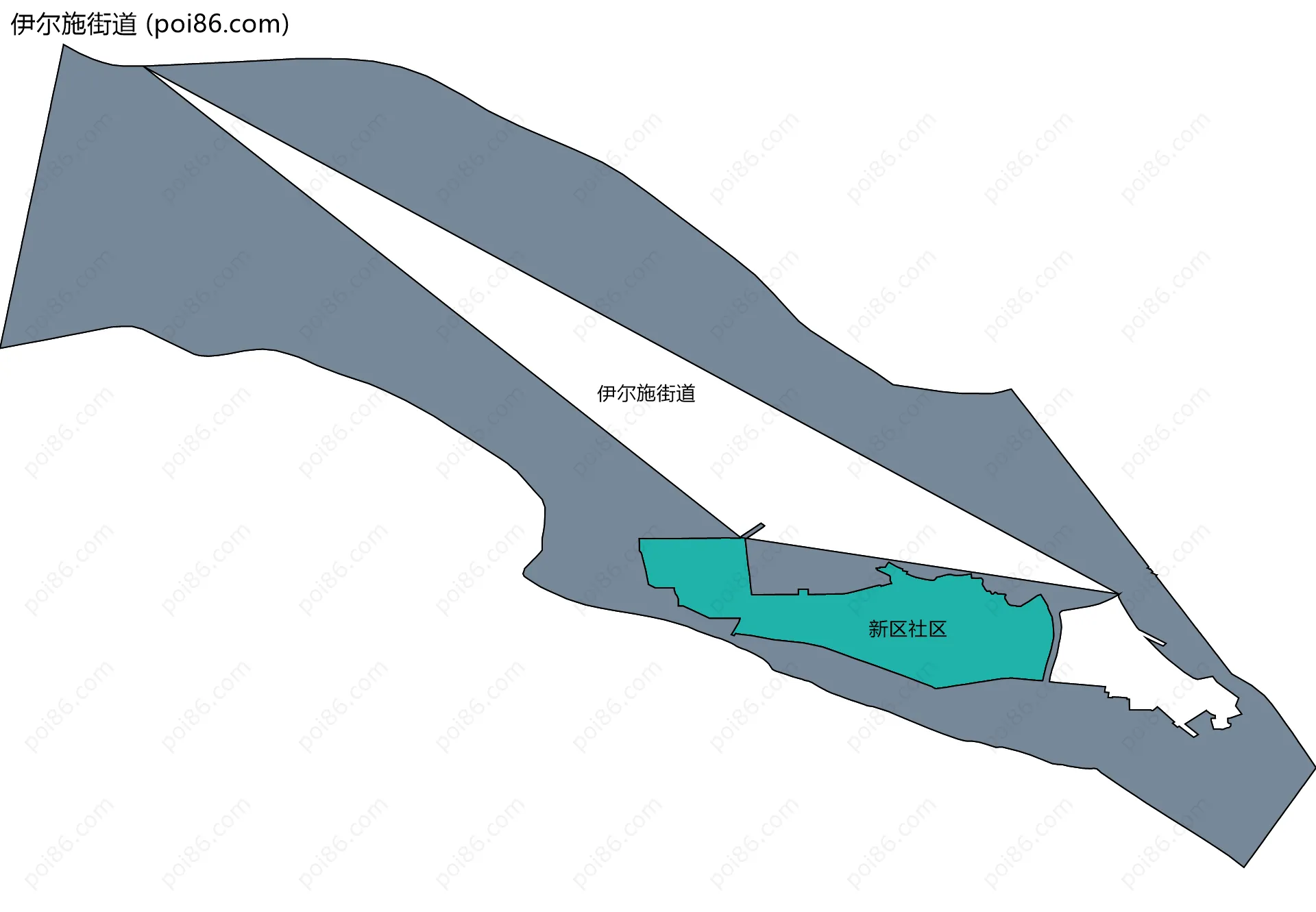 伊尔施街道边界地图(五级行政区划)