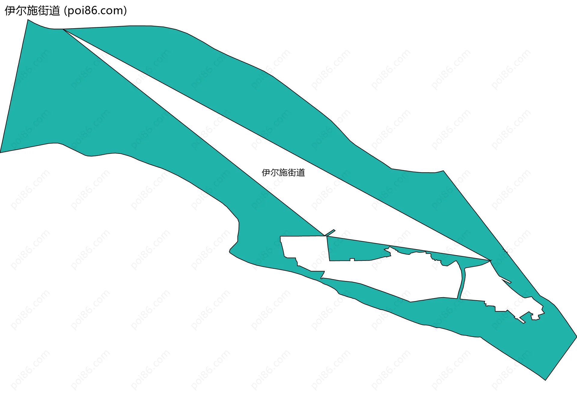 伊尔施街道边界地图