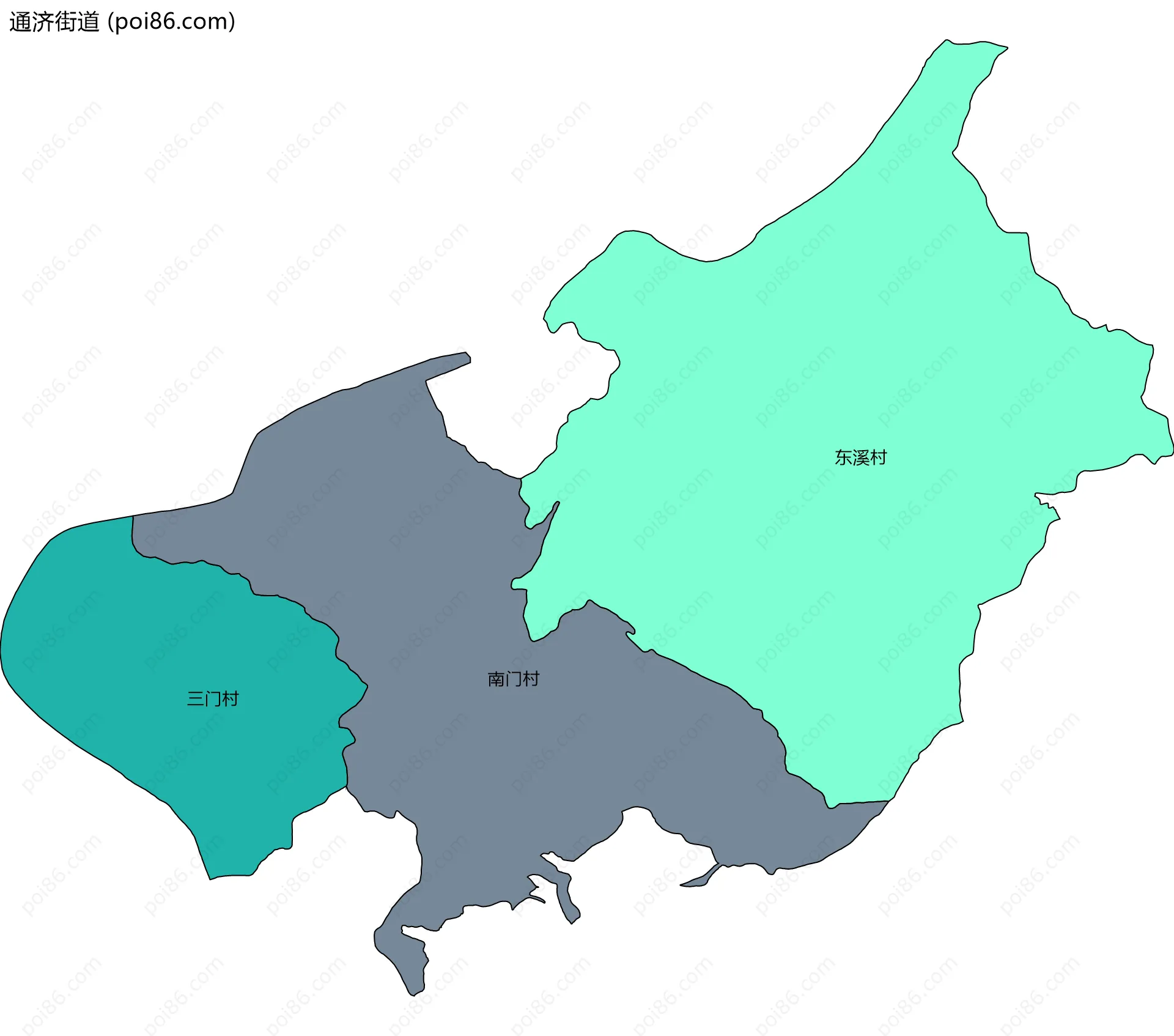 通济街道边界地图(五级行政区划)
