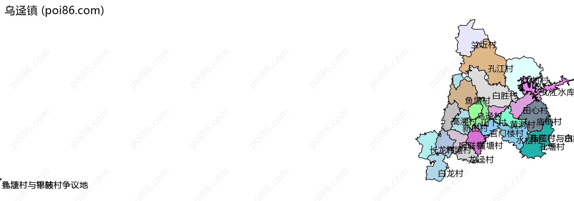 乌迳镇边界地图(五级行政区划)