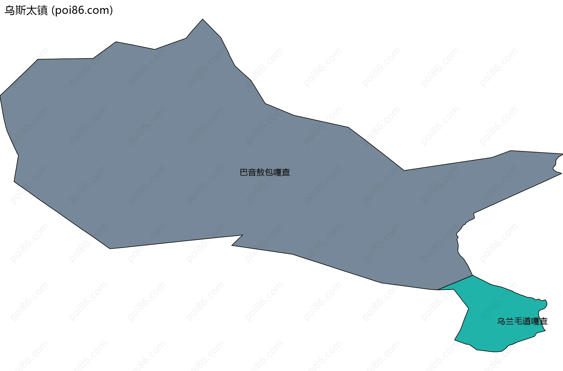 乌斯太镇边界地图(五级行政区划)