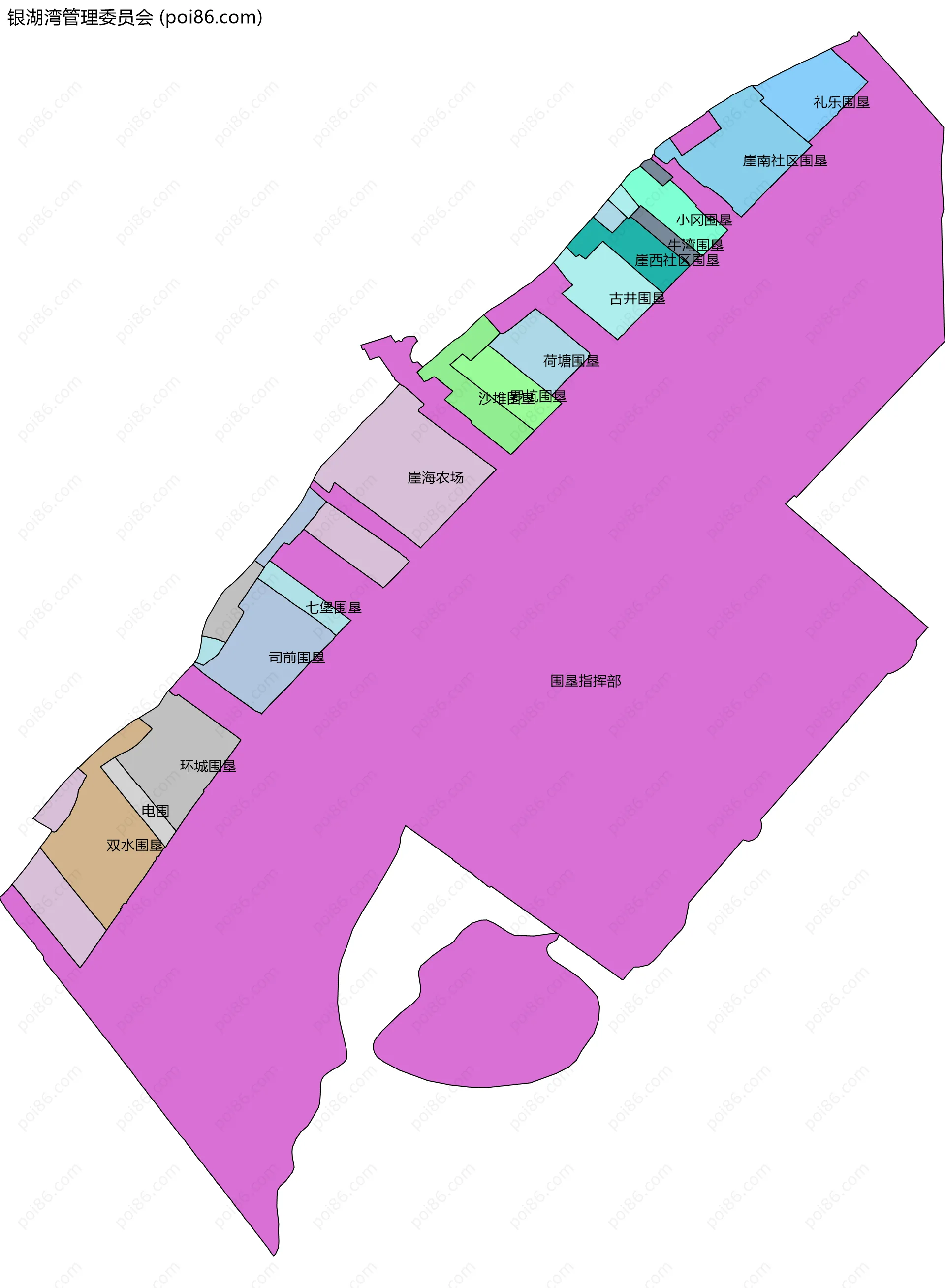 银湖湾管理委员会边界地图(五级行政区划)