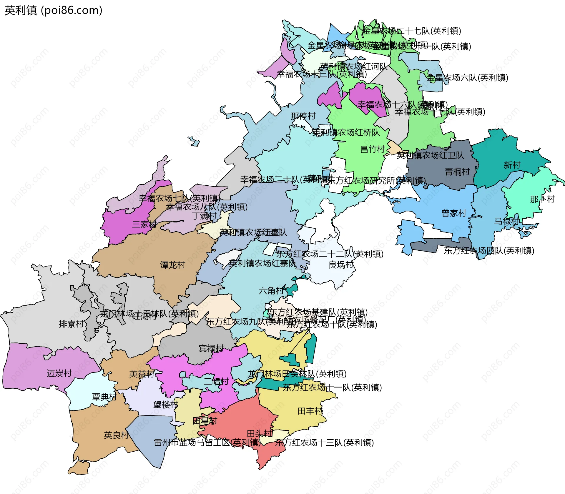 英利镇边界地图(五级行政区划)