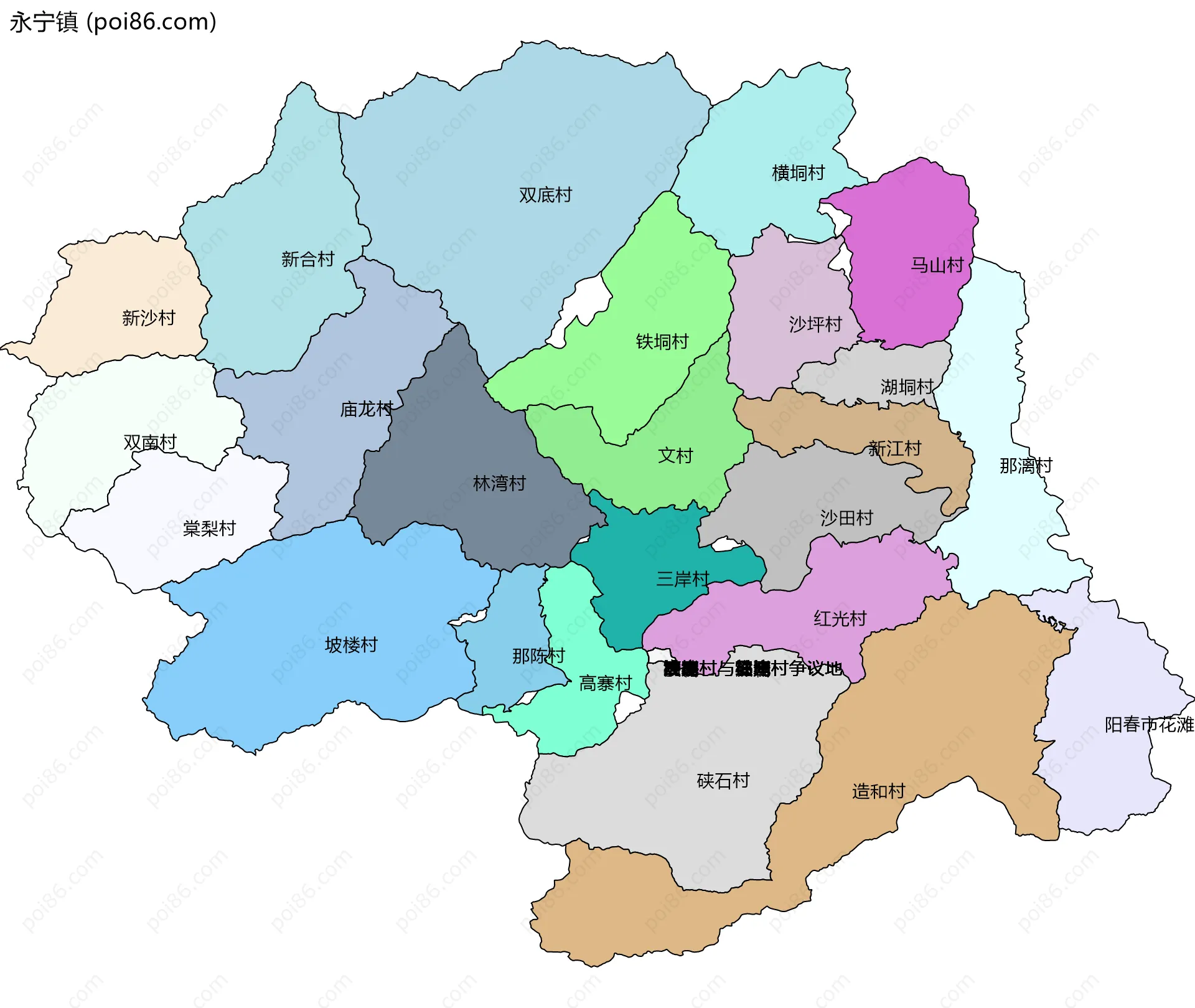 永宁镇边界地图(五级行政区划)