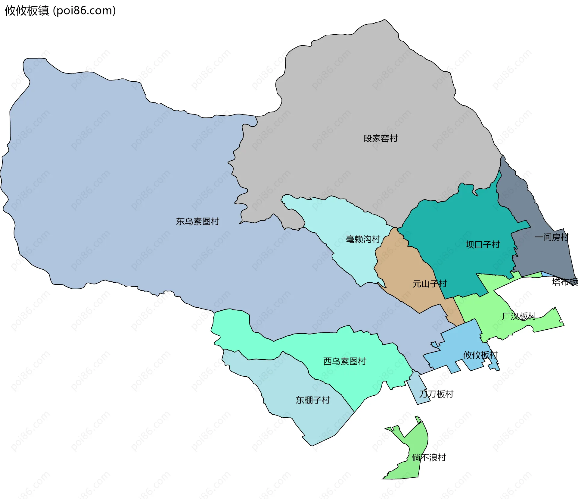 攸攸板镇边界地图(五级行政区划)