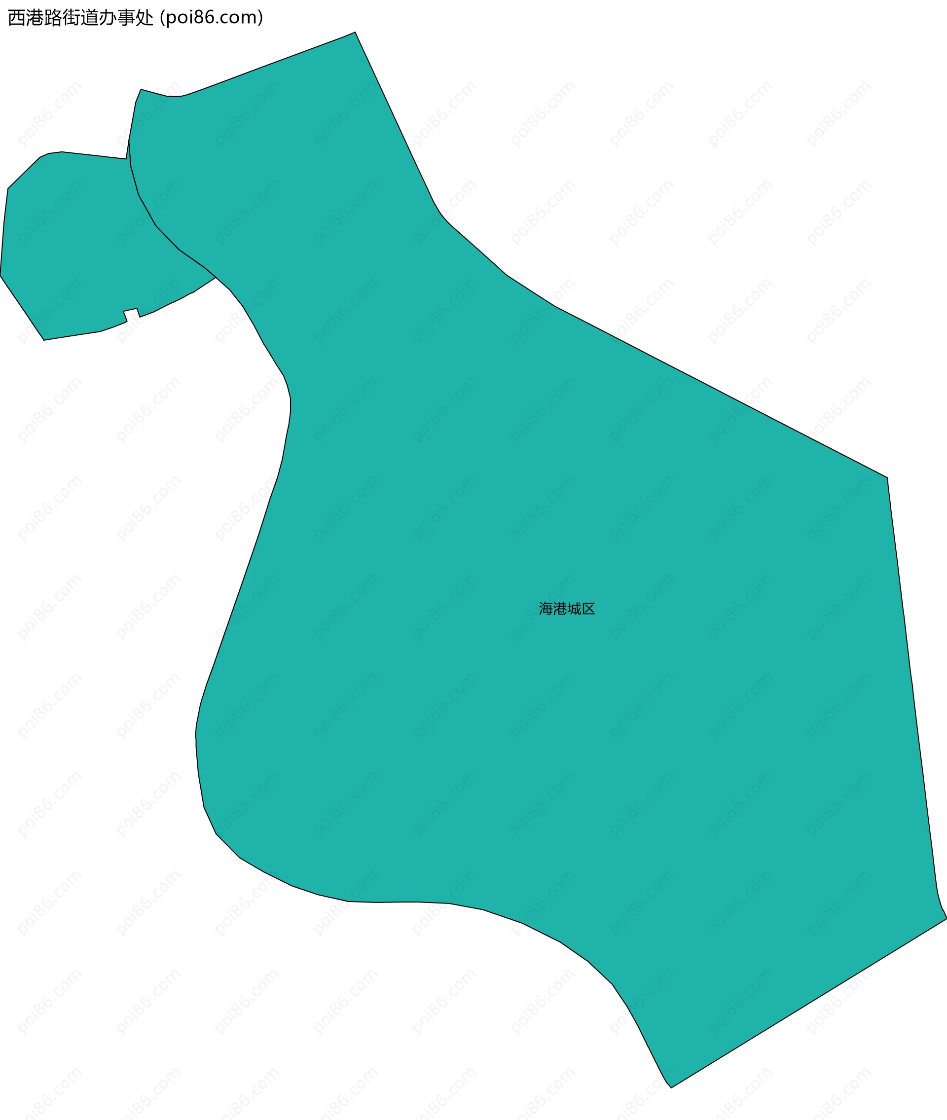 西港路街道办事处边界地图(五级行政区划)