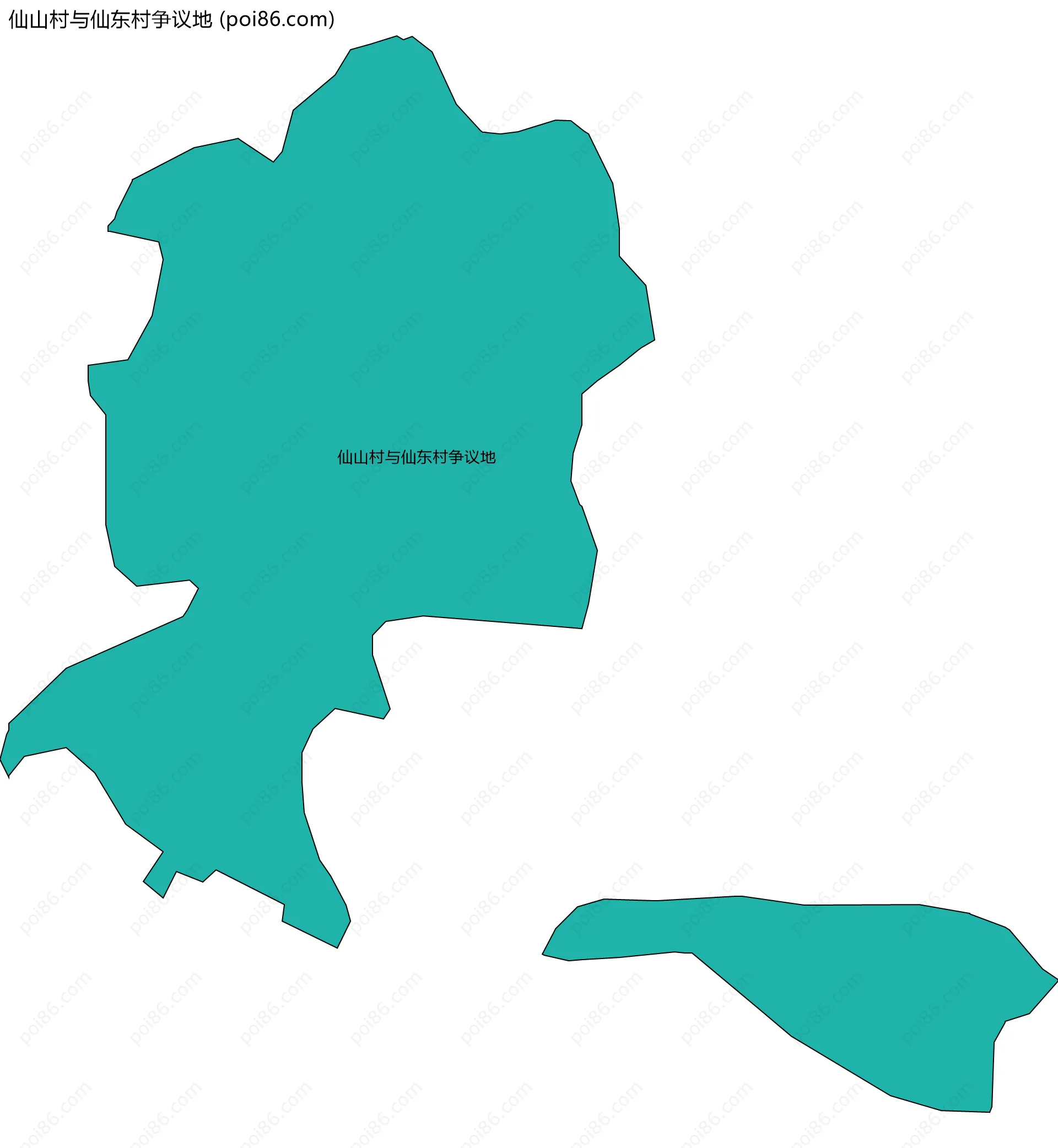 仙山村与仙东村争议地边界地图