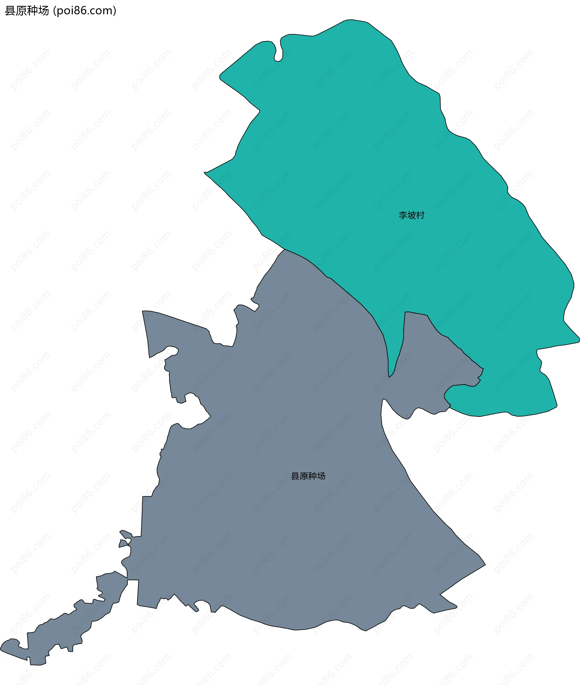 县原种场边界地图(五级行政区划)