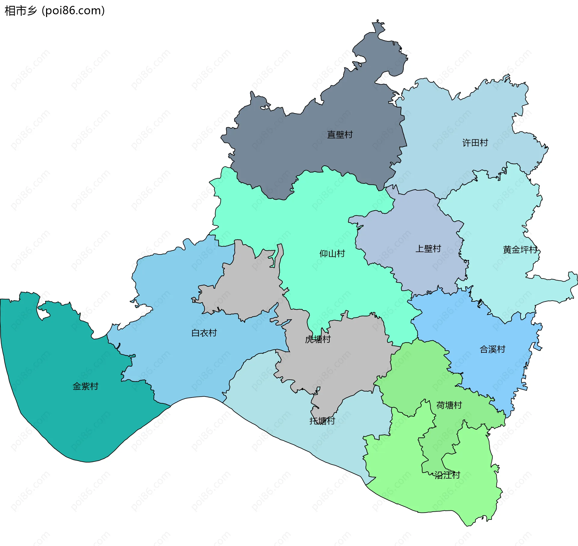 相市乡边界地图(五级行政区划)